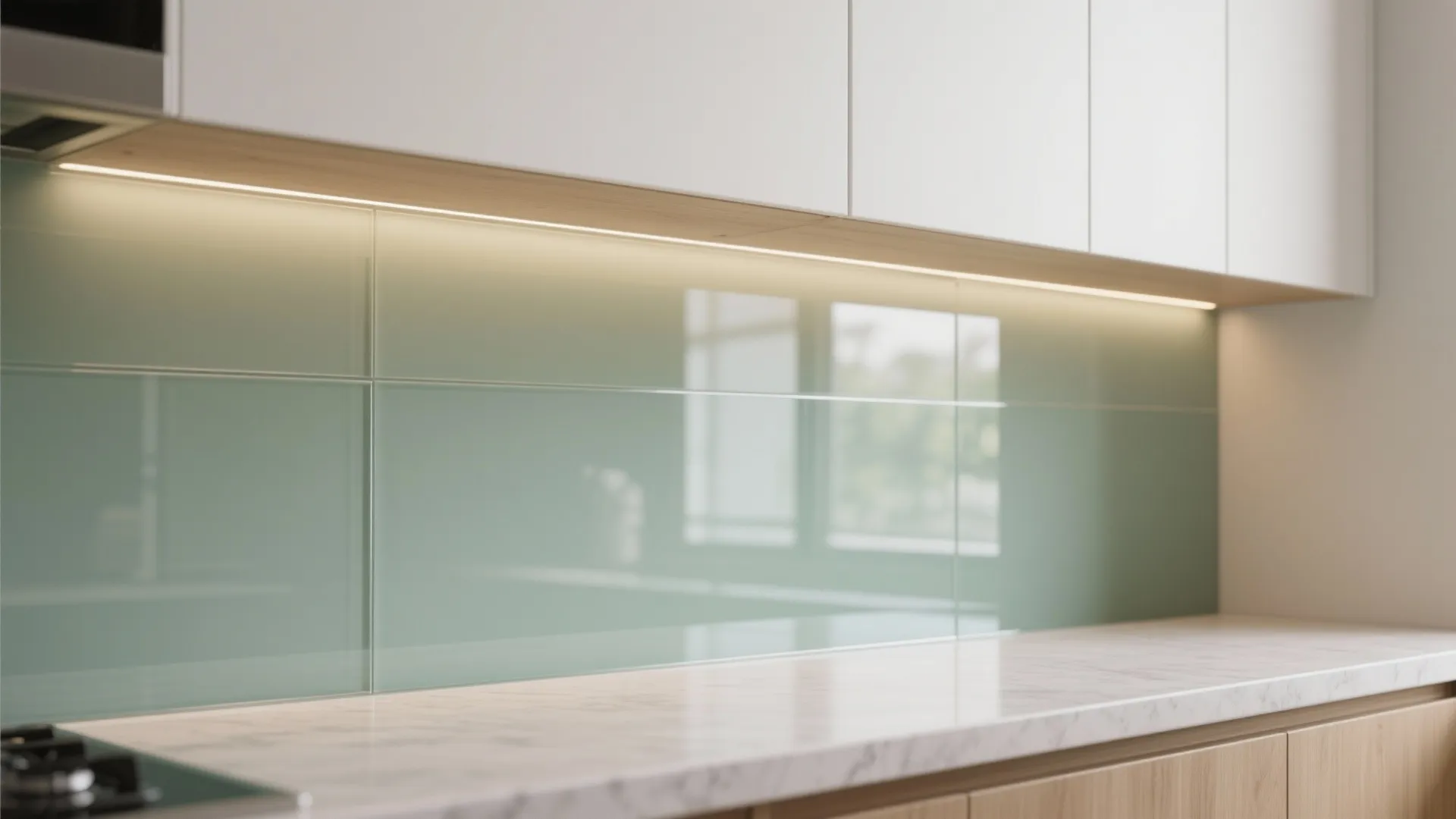 Glass backsplash for a brighter, airier cook zone