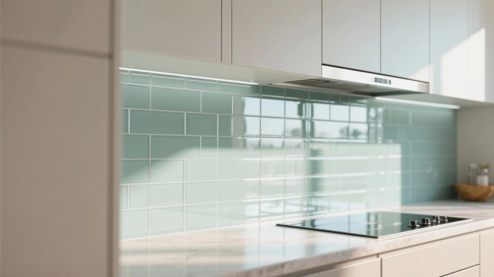 2. Glass Backsplash for an Airy Feel