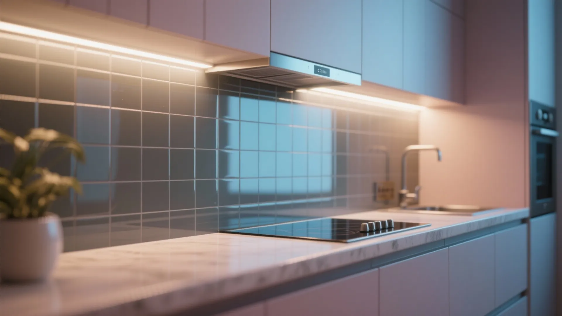 Glass backsplash for an airy feel