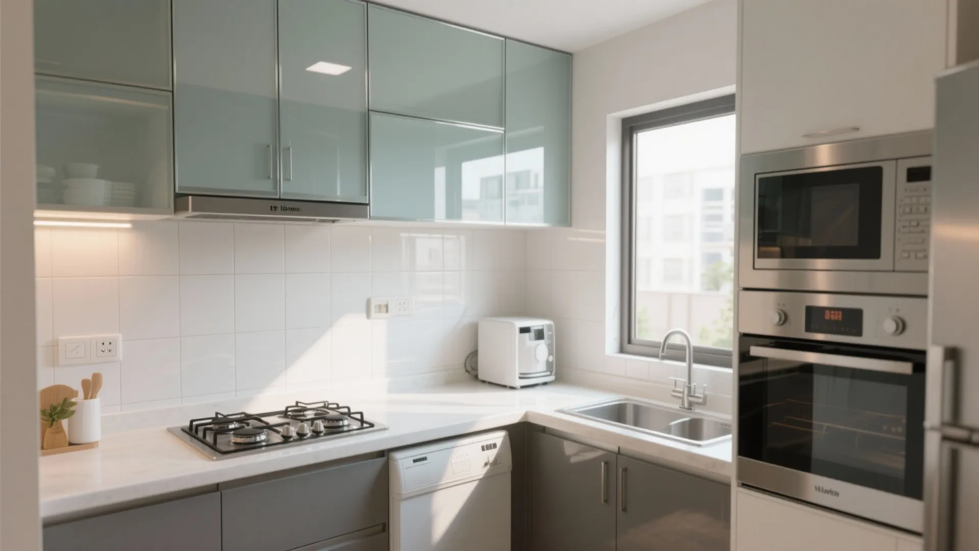 Glass Backsplash for a Light, Open Feel