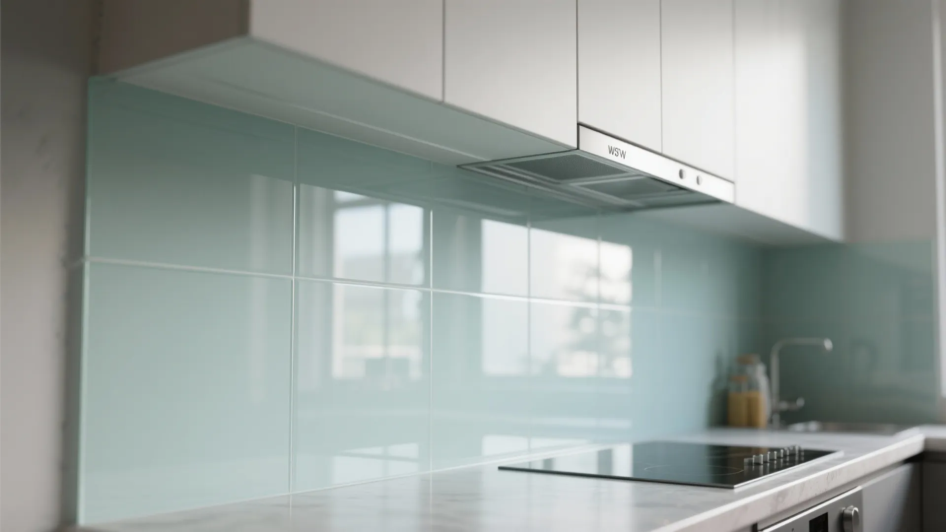 Glass Backsplash for an Airy Feel