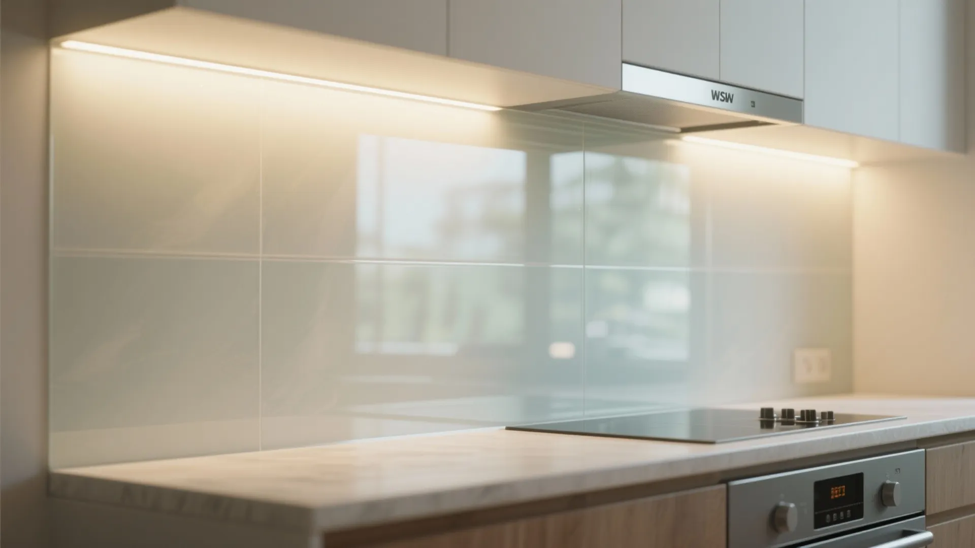 Glass Backsplash for an Open Feel