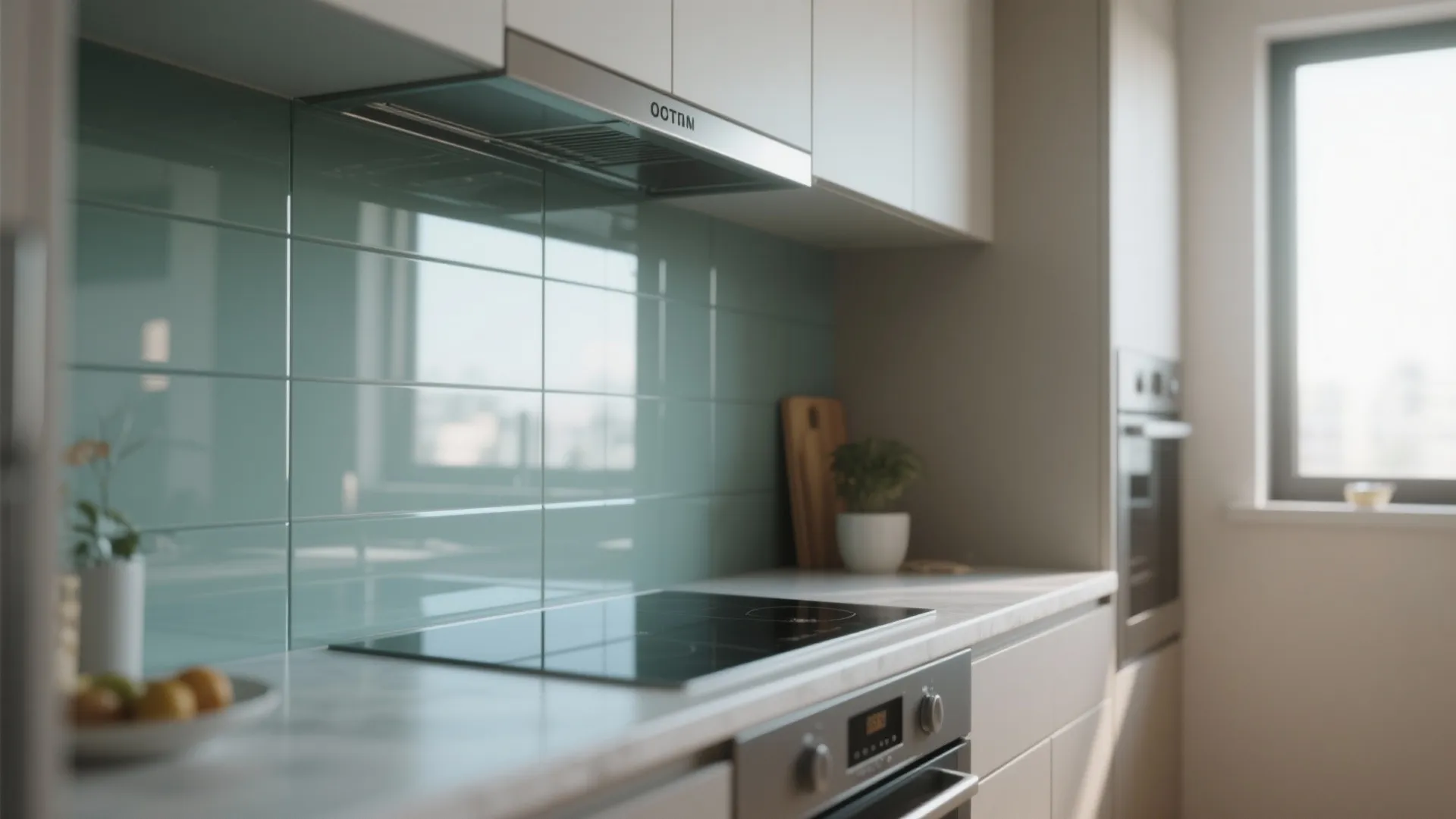 Glass Backsplash for an Open Feel