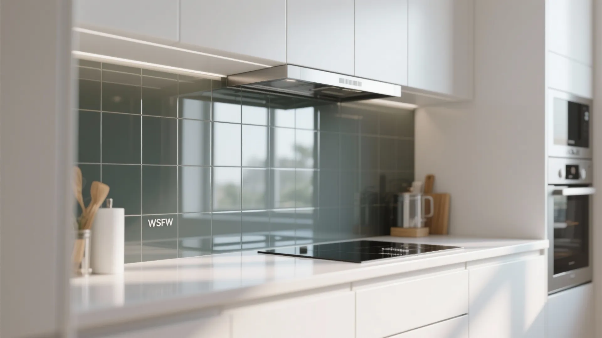 Glass Backsplash for an Open Feel