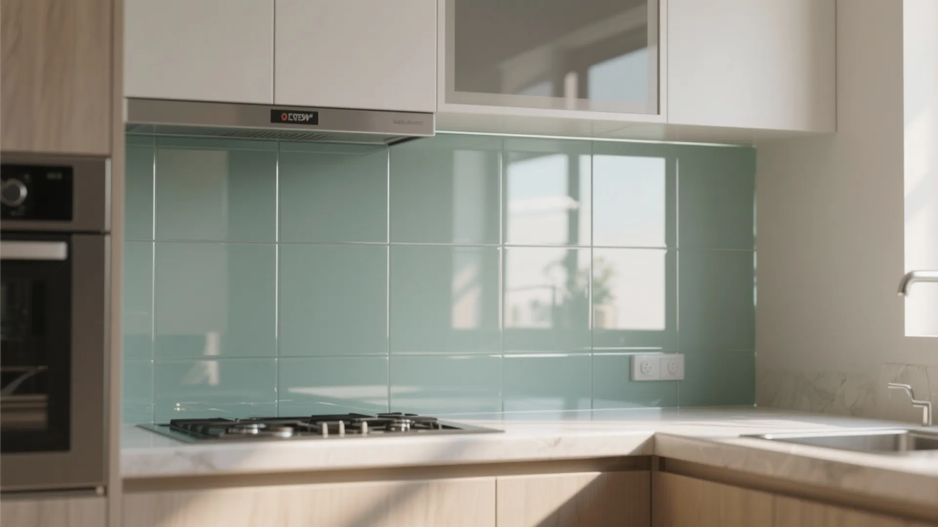 Glass Backsplash for an Airy Look