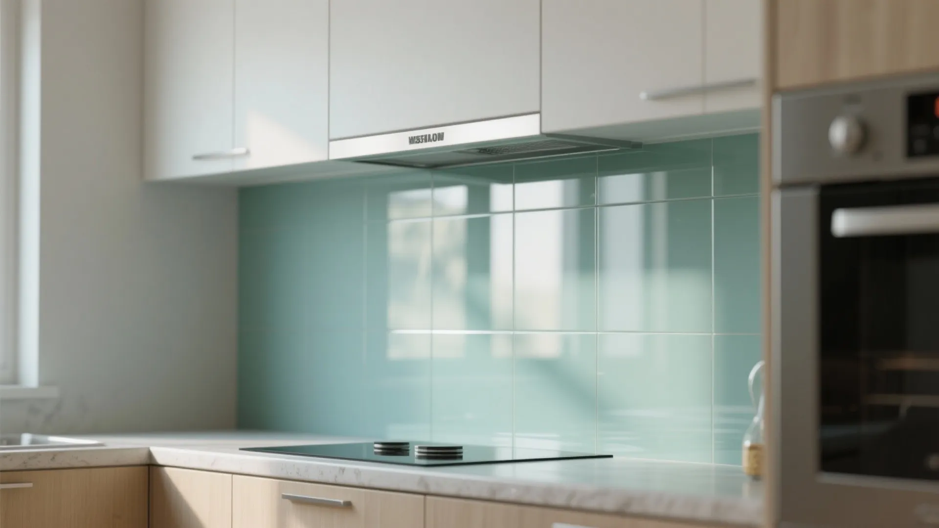 Glass Backsplash for an Open Feel