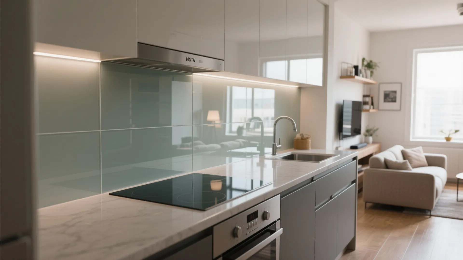 Glass backsplash for visual openness