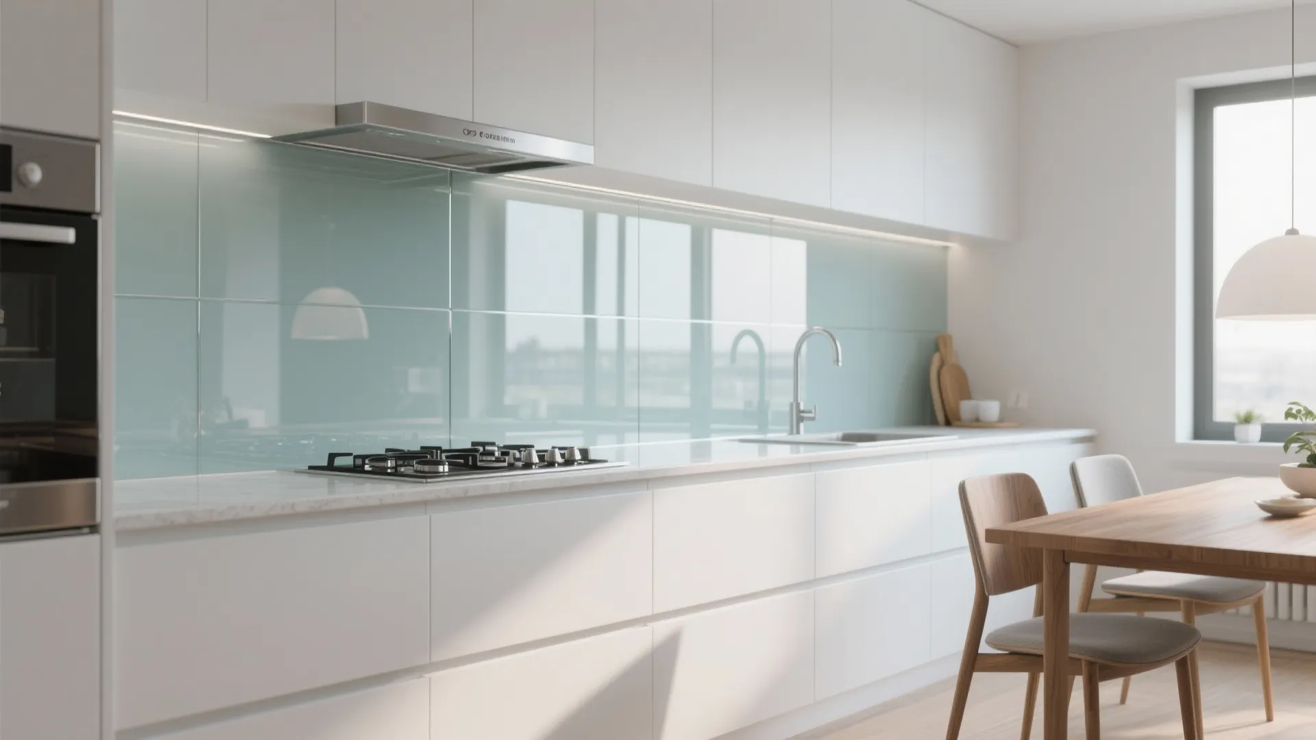2. Glass Backsplash and Visual Continuity