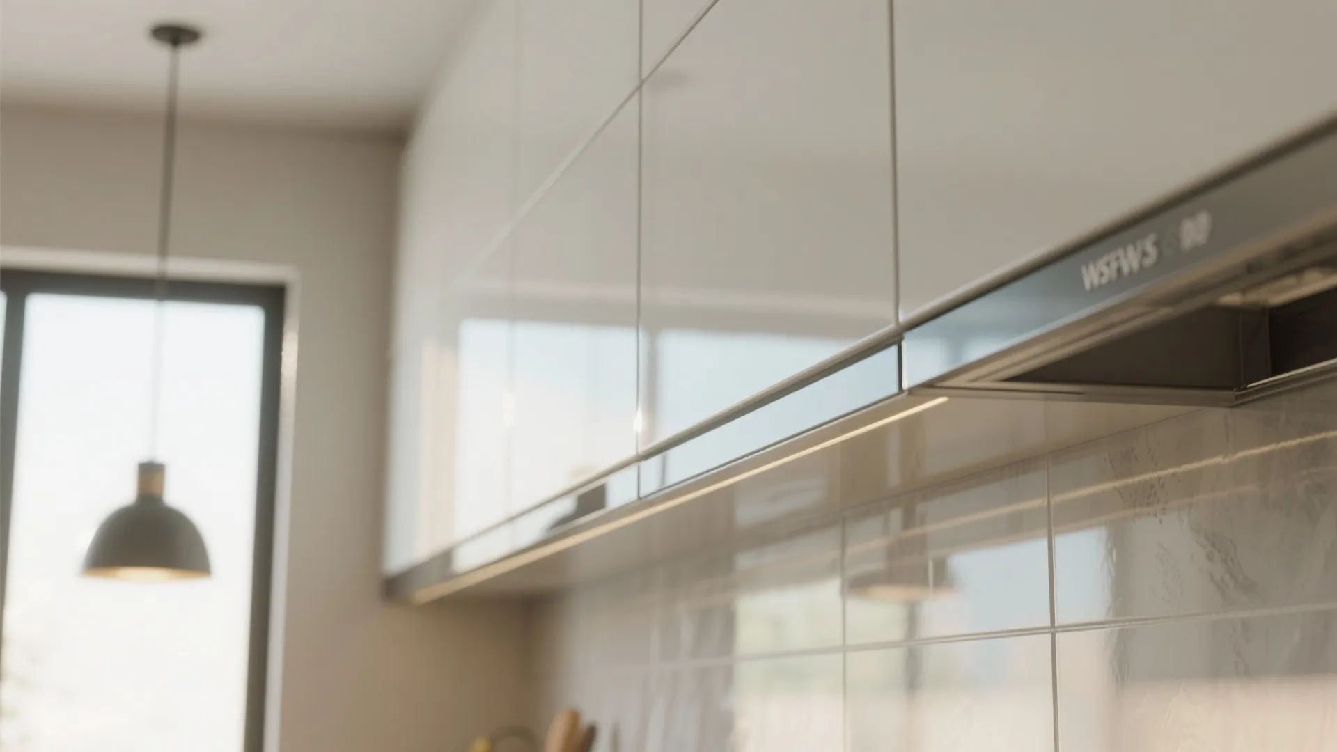 Glass Backsplash and Reflective Cabinet Finishes