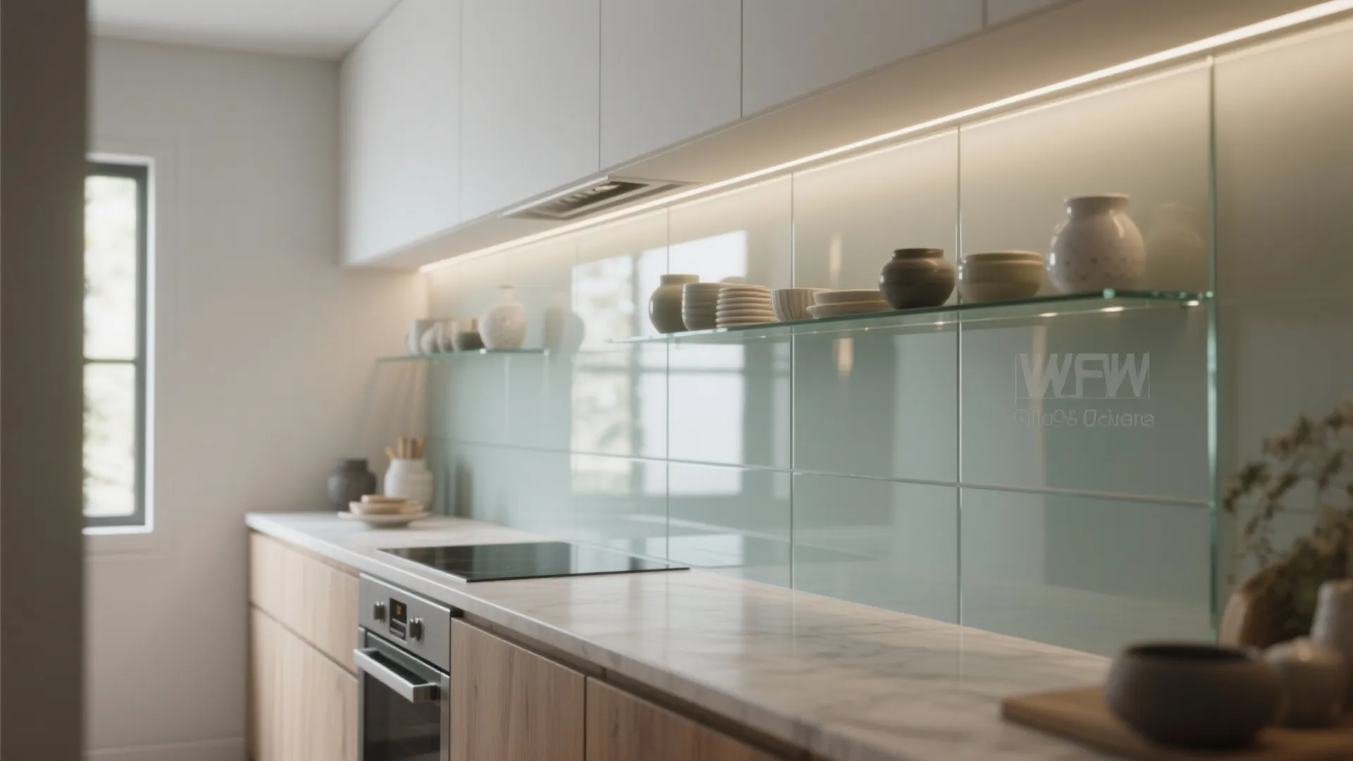 Glass Backsplash and Display Niches