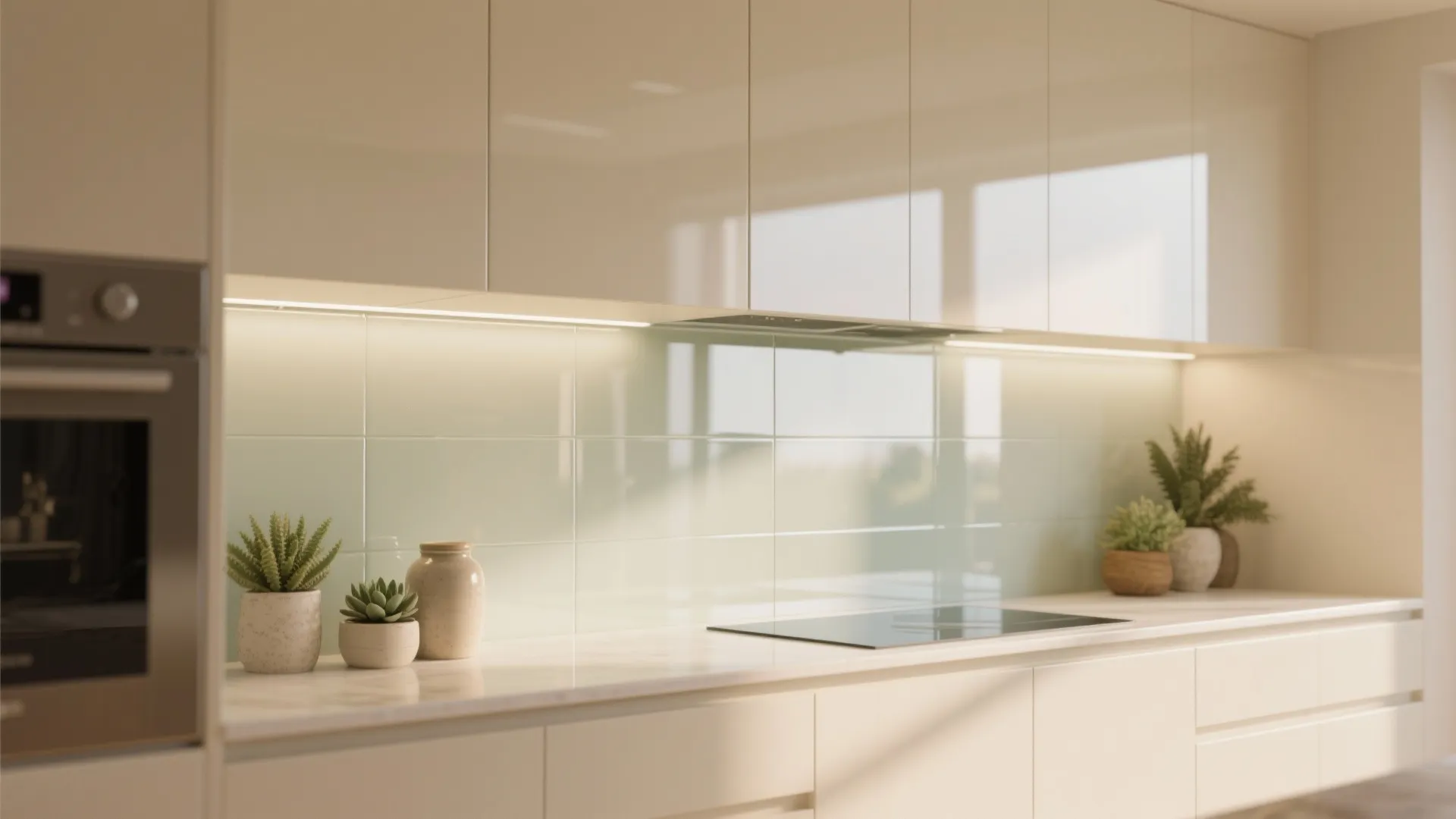 Glass backsplash for openness