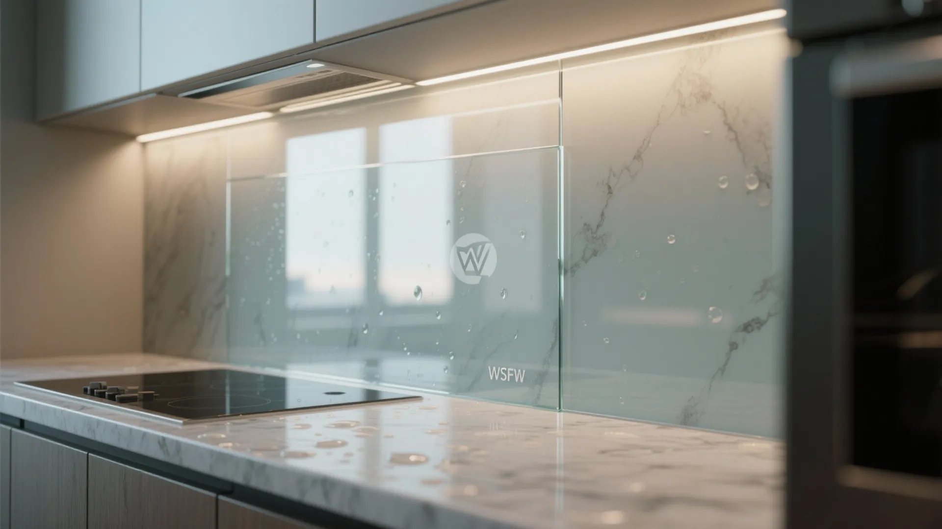 Glass backsplash for visual openness