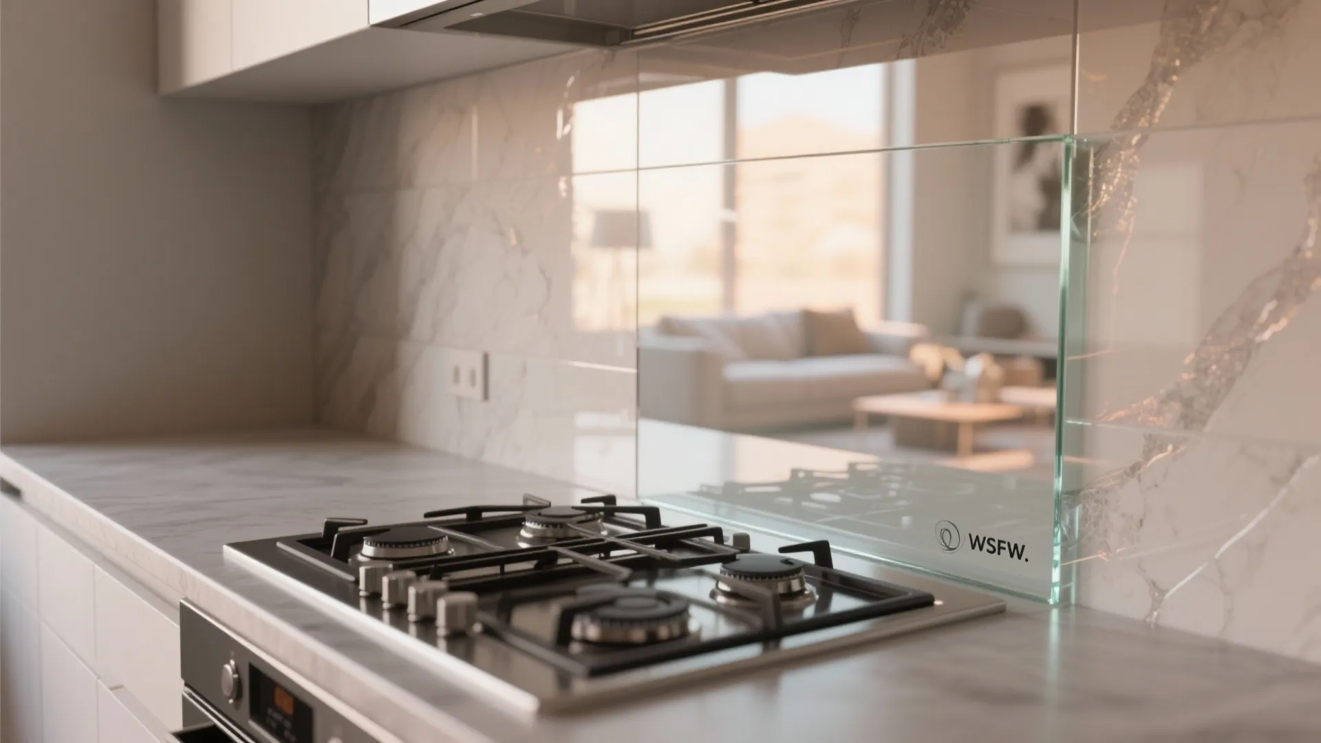 Glass backsplash for openness