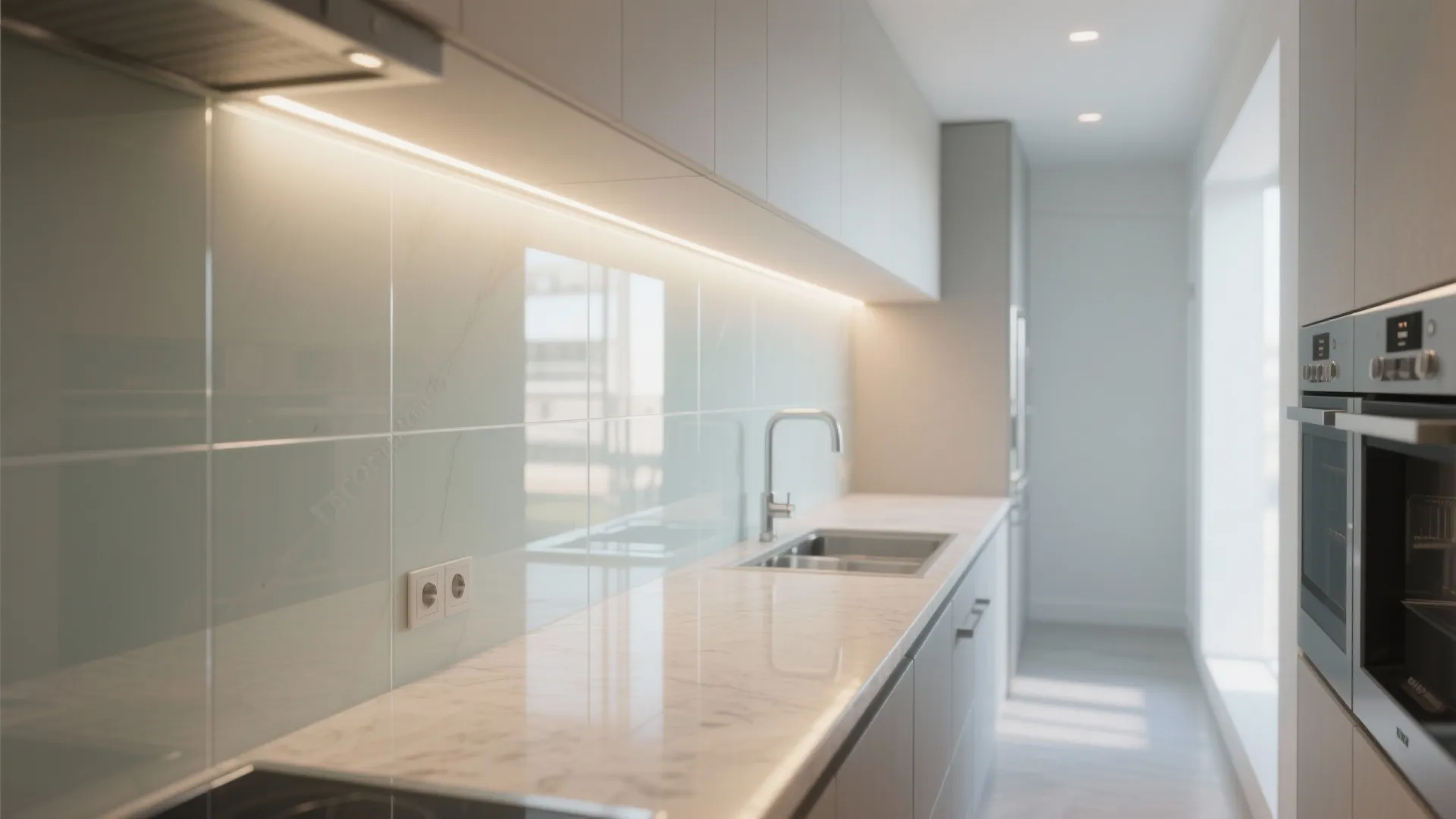 Glass Backsplash for a More Airy Kitchen