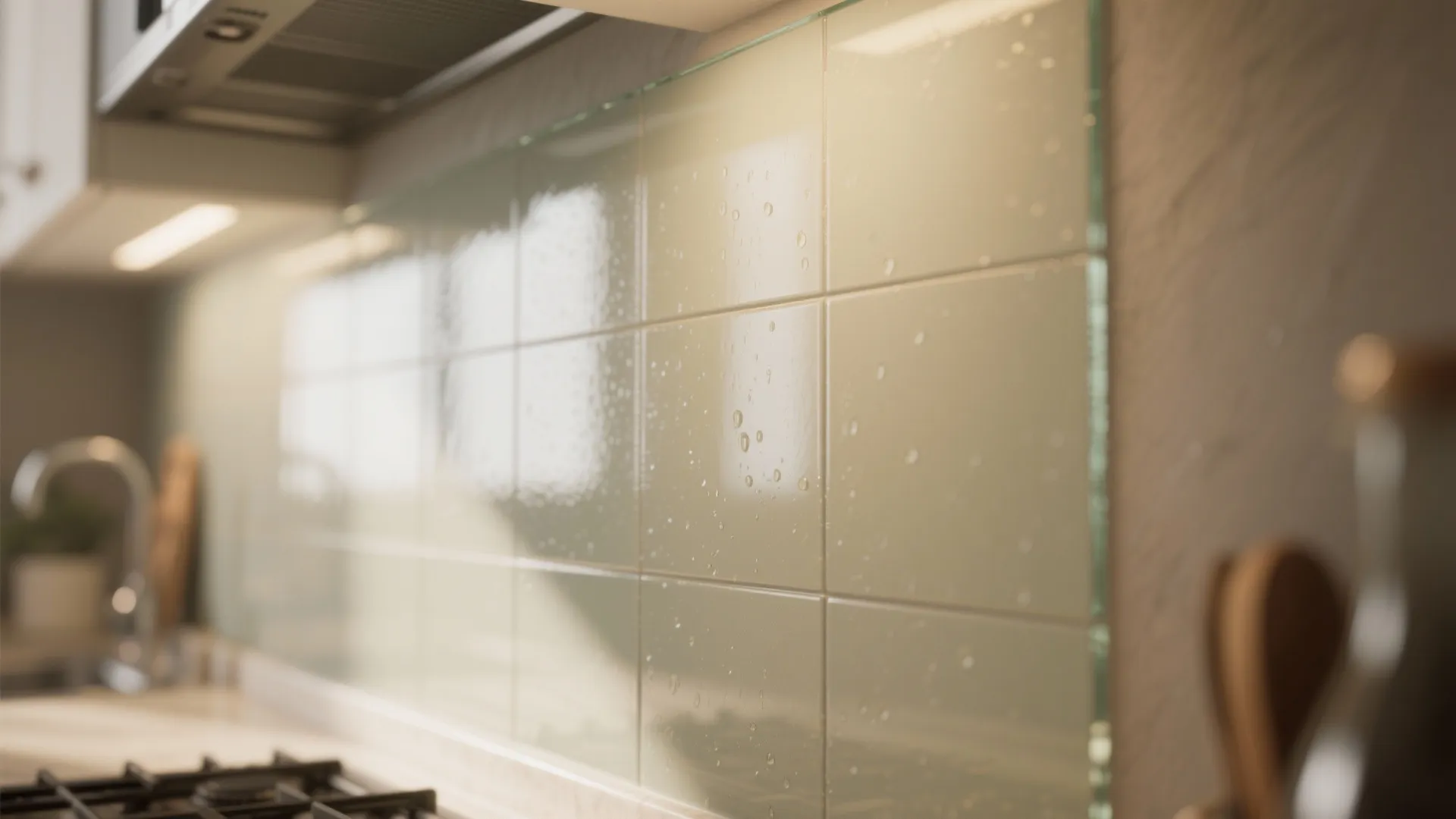 Glass backsplash for an airy feel