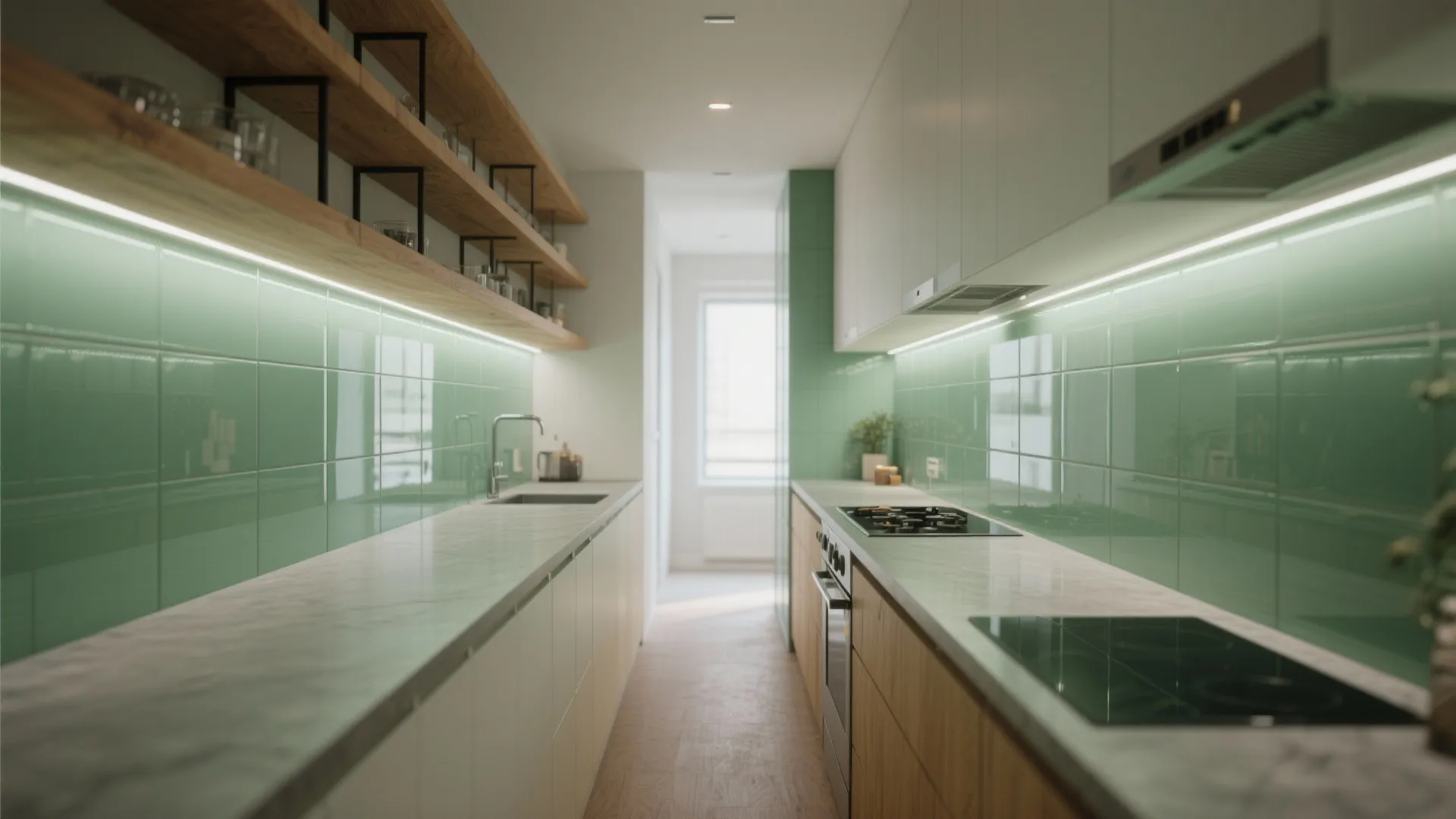 [Section: Inspiration 3] Glass Backsplash for Openness and Reflection