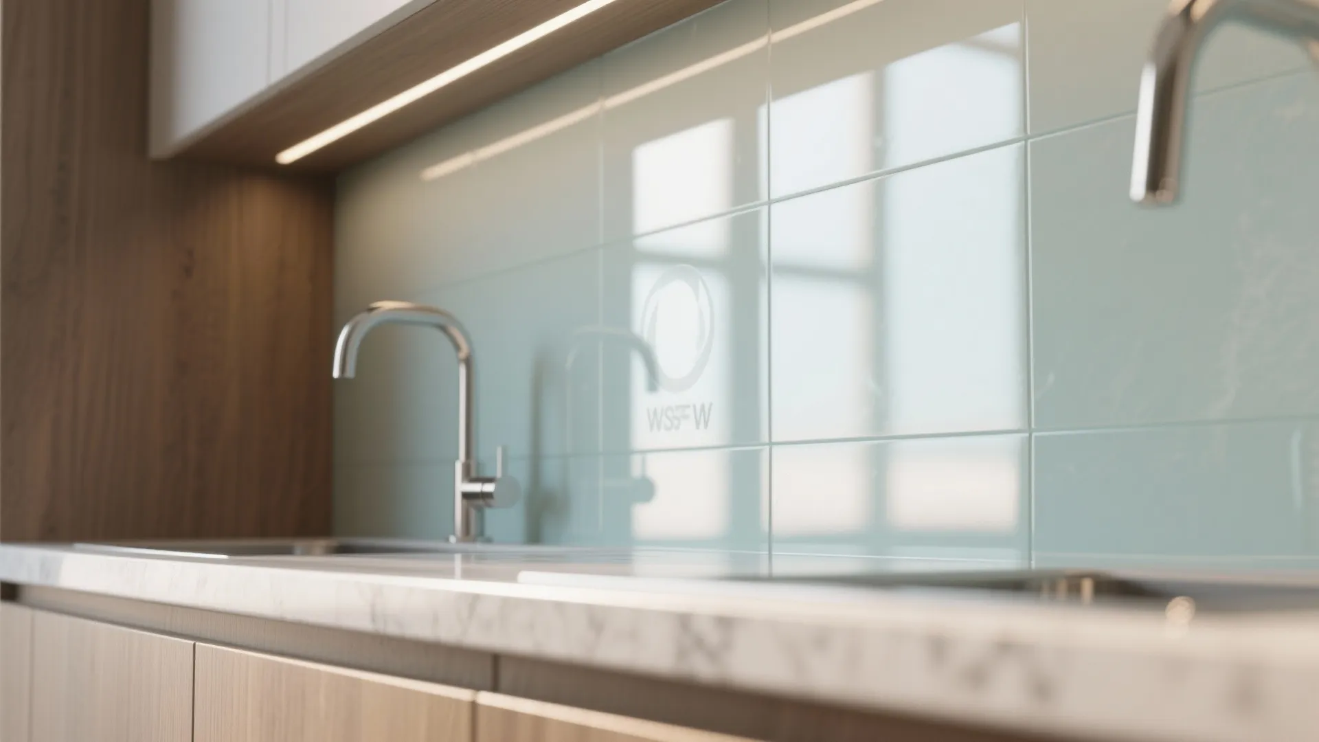 Glass Backsplash and Reflective Accents