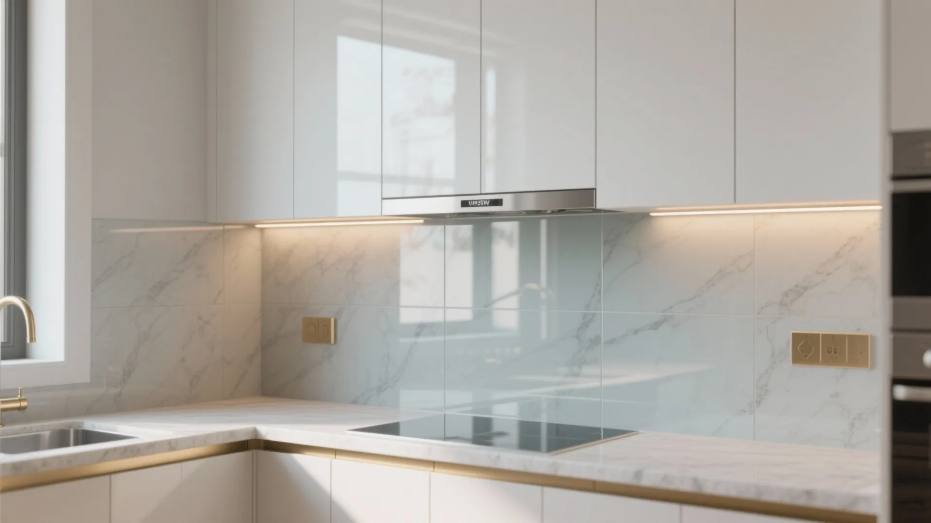 Glass Backsplash for Airy, Reflective Light