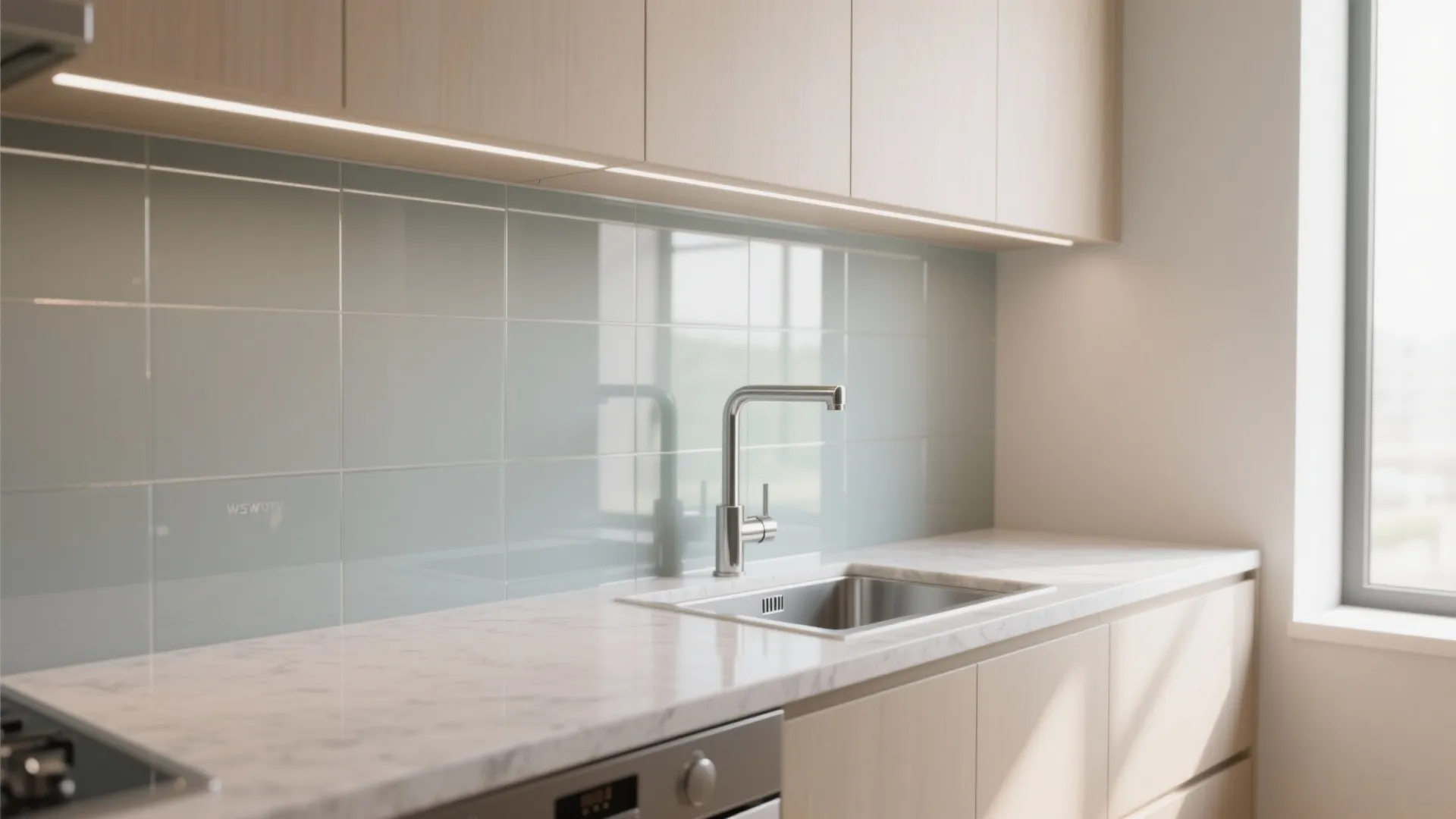 Glass Backsplash for a Lighter, Brighter Wall Finish