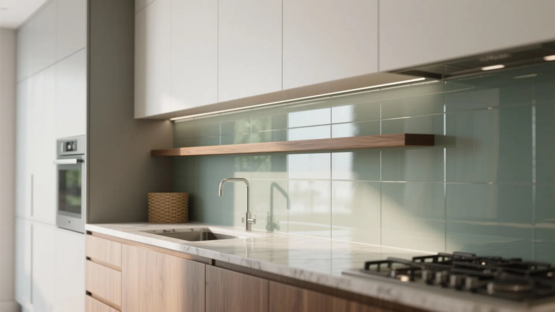 Glass Backsplash for Instant Airiness