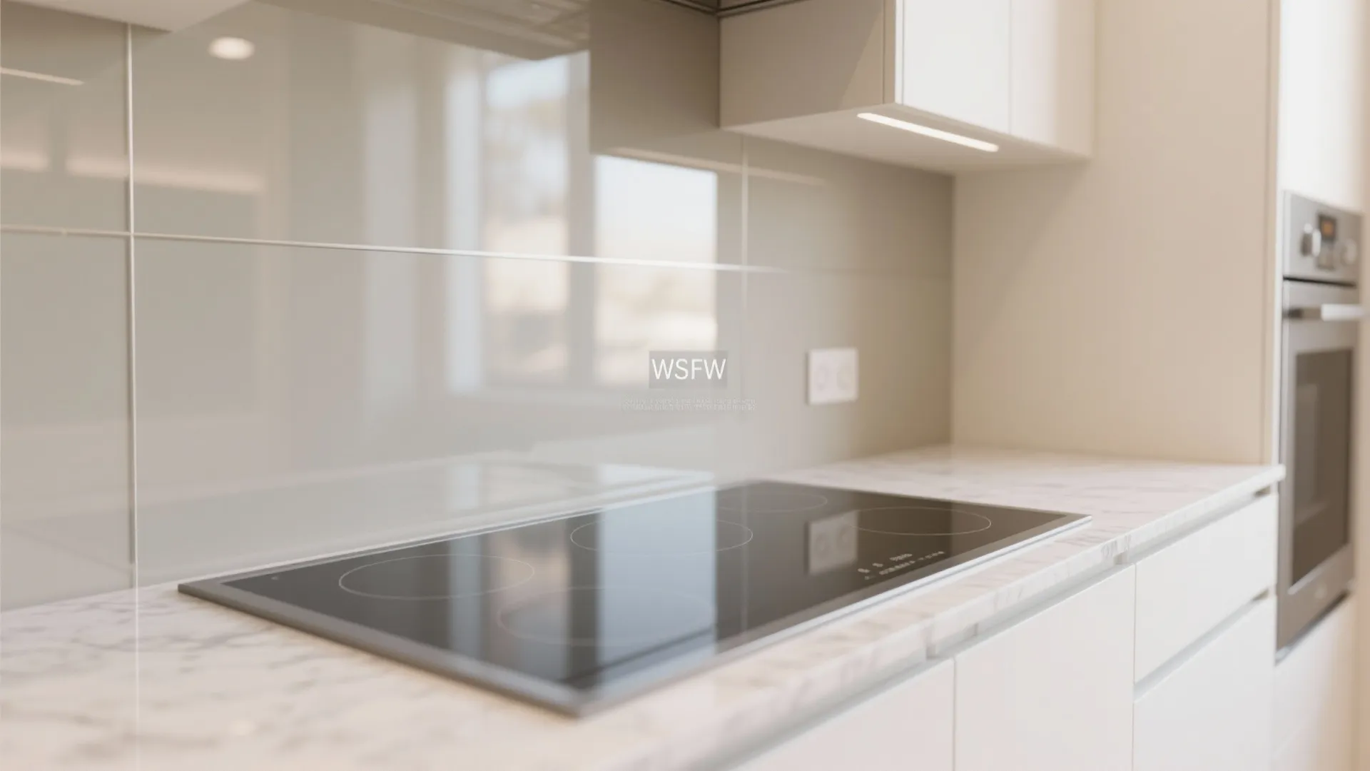 Compact kitchen planning: integrated storage and a bright backsplash