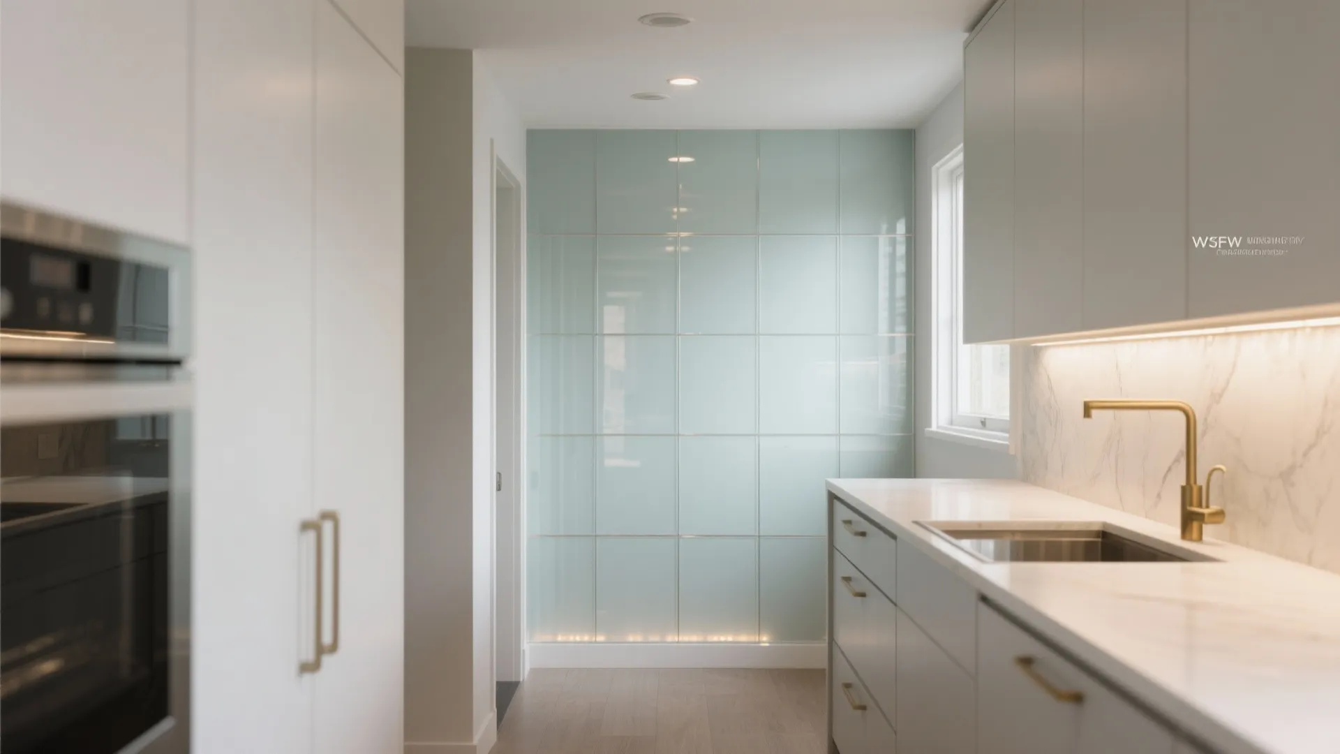 Glass Backsplash to the Ceiling