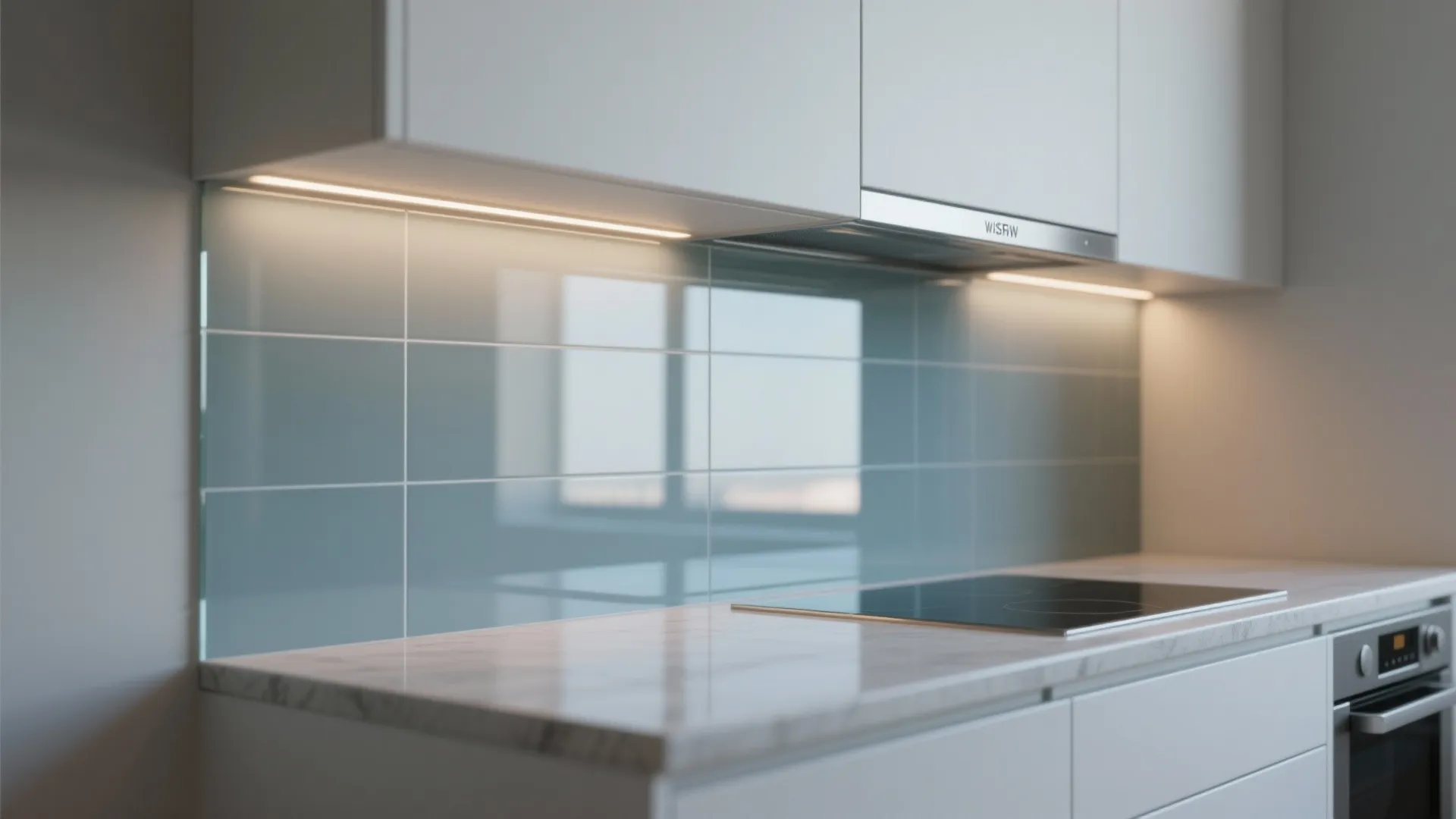 Glossy Glass Backsplash Elevation