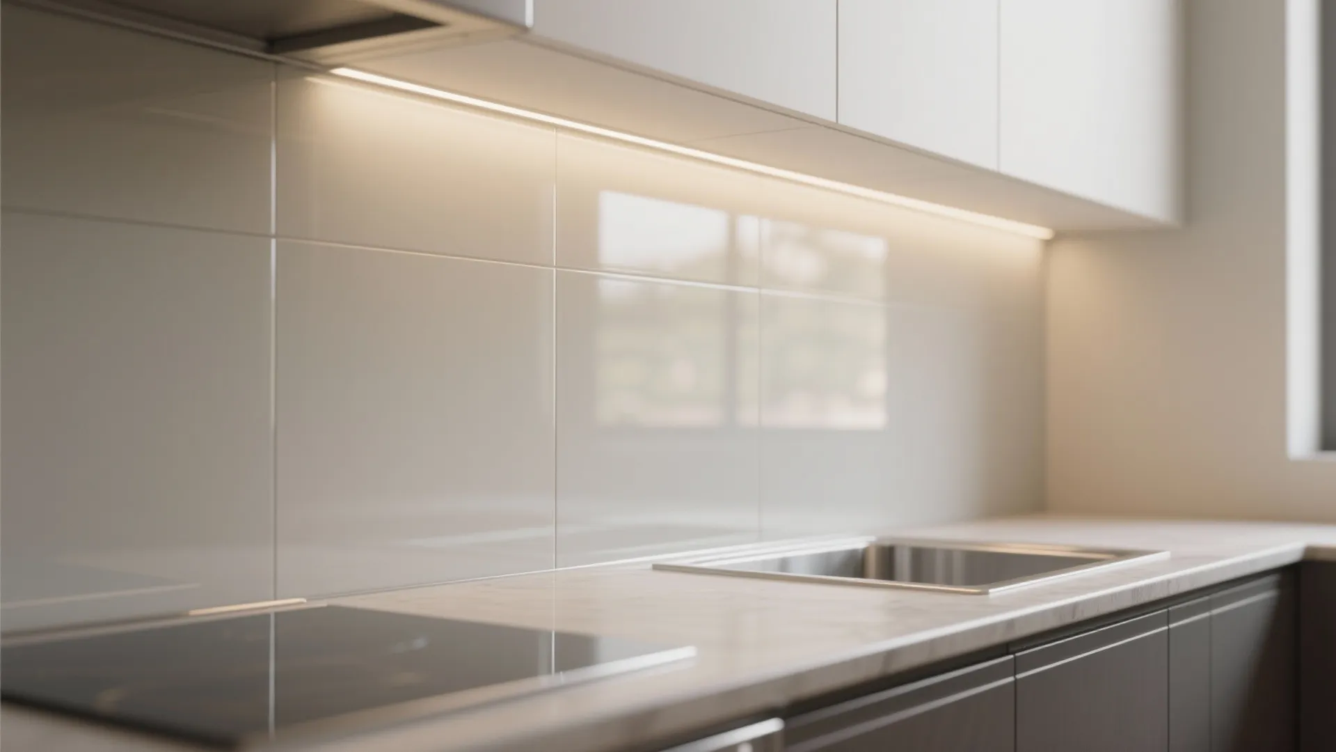 Glass Backsplash for an Airy Feel