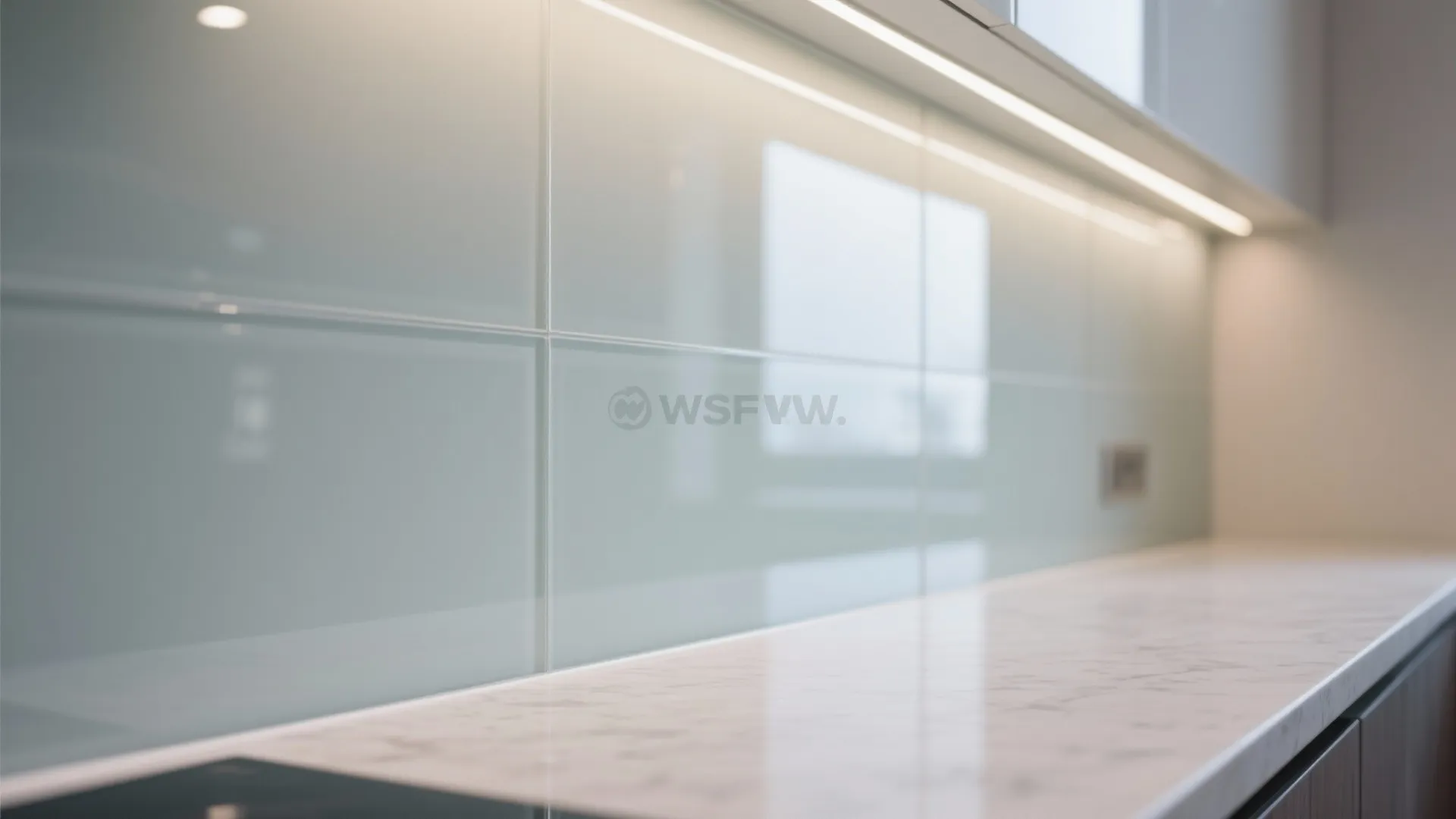 The airy brilliance of a glass backsplash