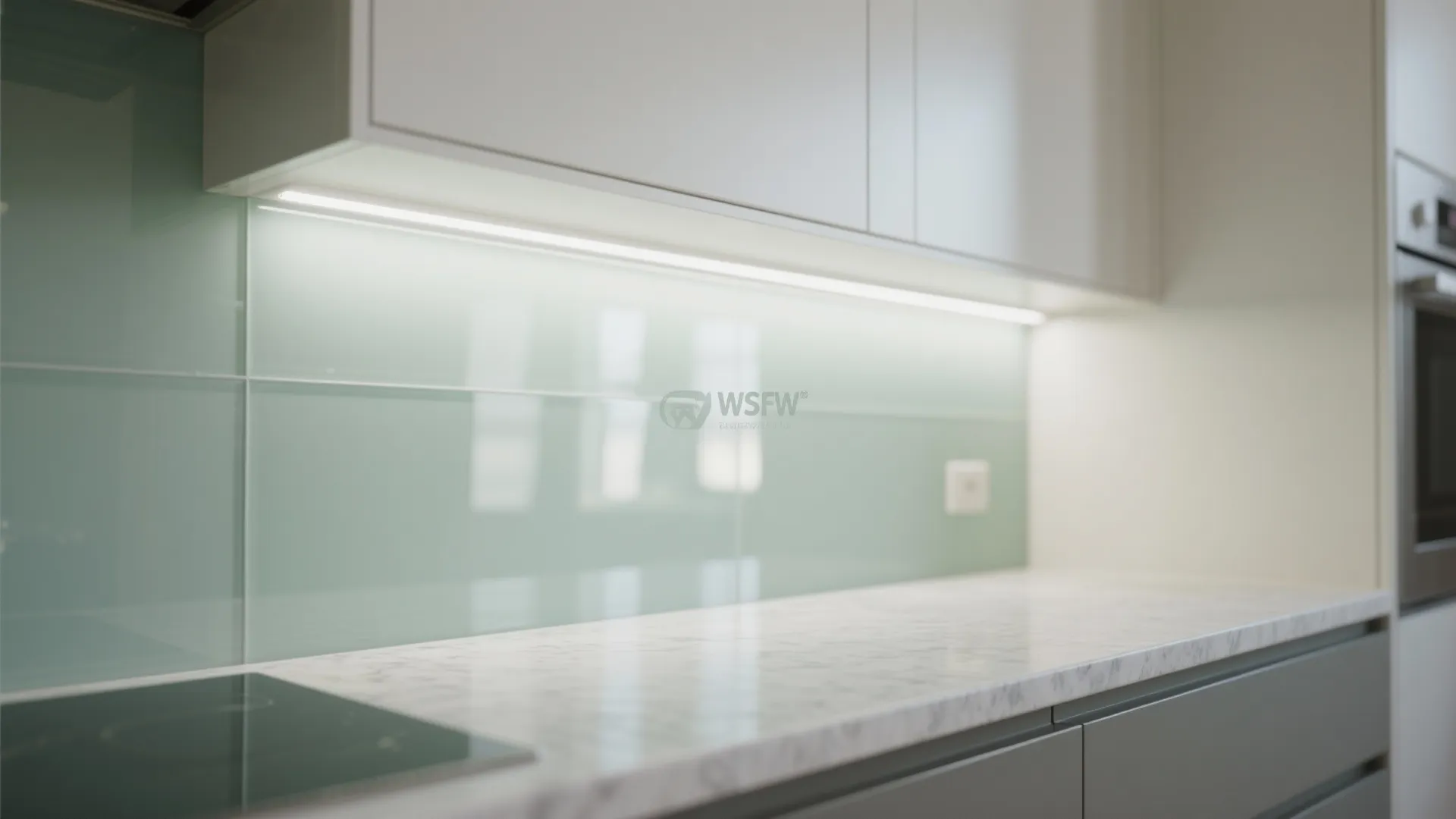 Glass Backsplash and Light-Boosting Surfaces
