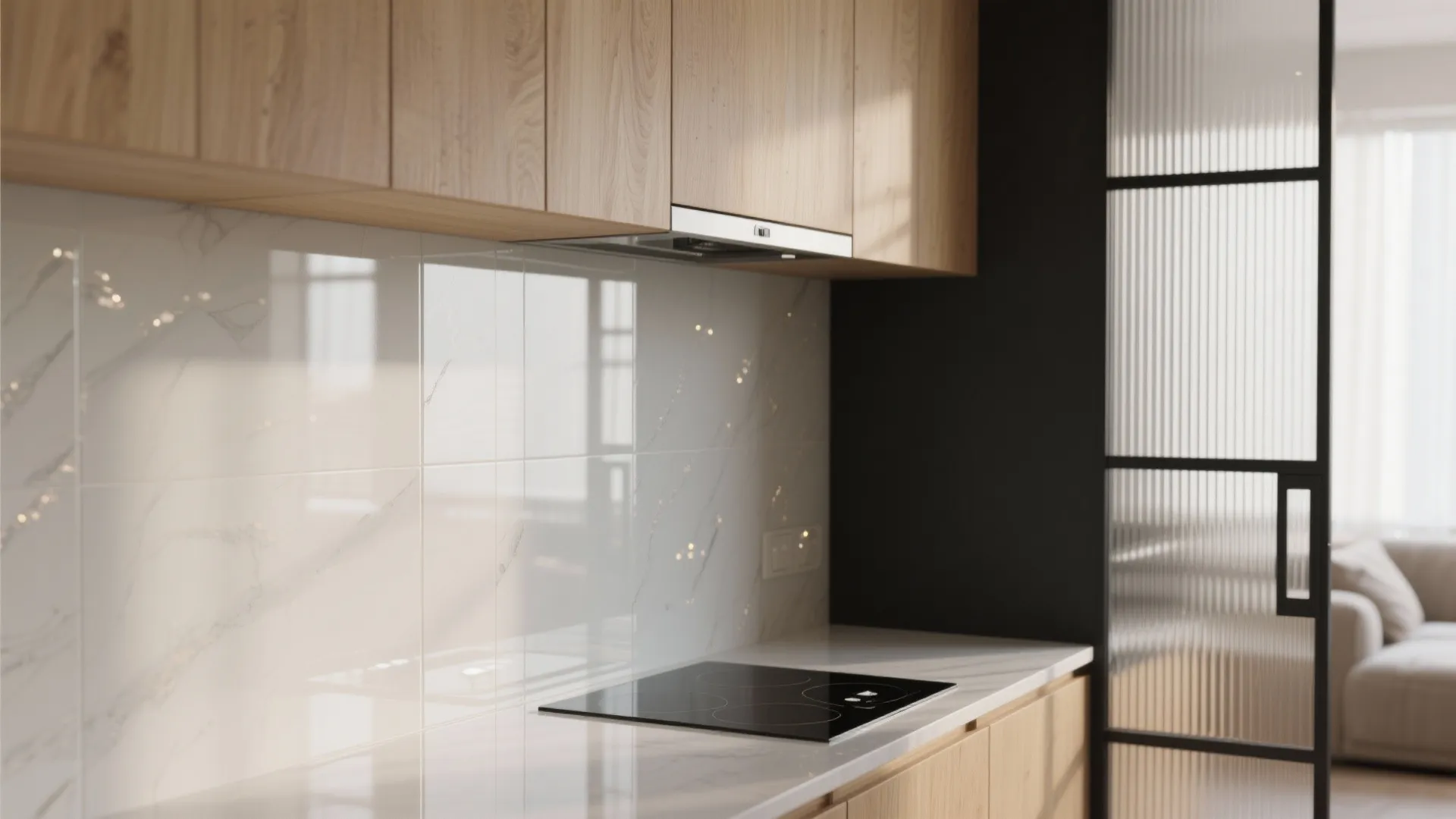 The Airy Ease of a Glass Backsplash (and Slim Partitions)