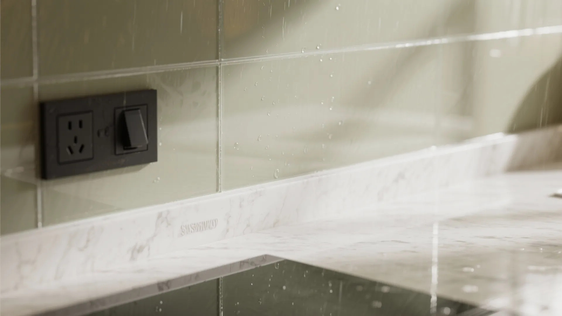 Glass backsplash and reflective finishes to brighten monsoon days