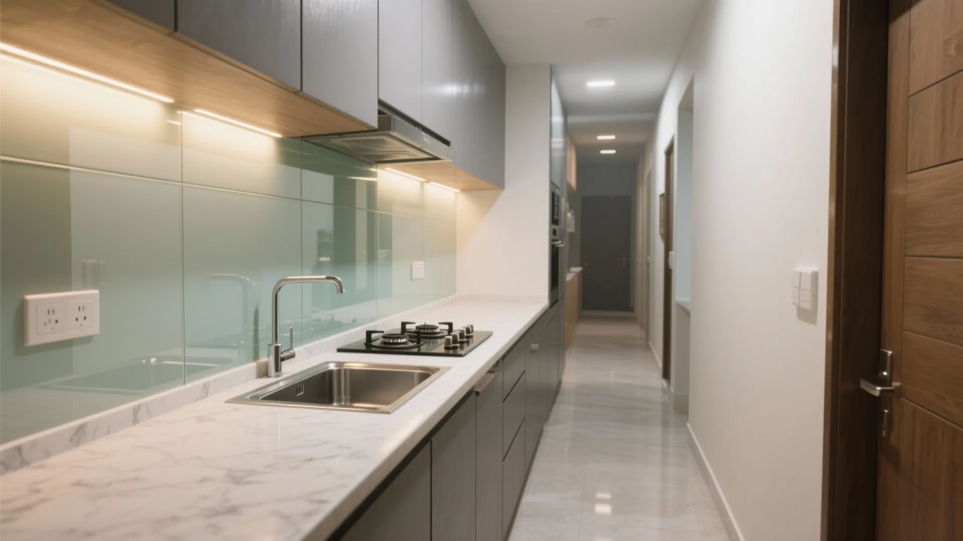 Glass Backsplash and Reflective Finishes in the Kitchen