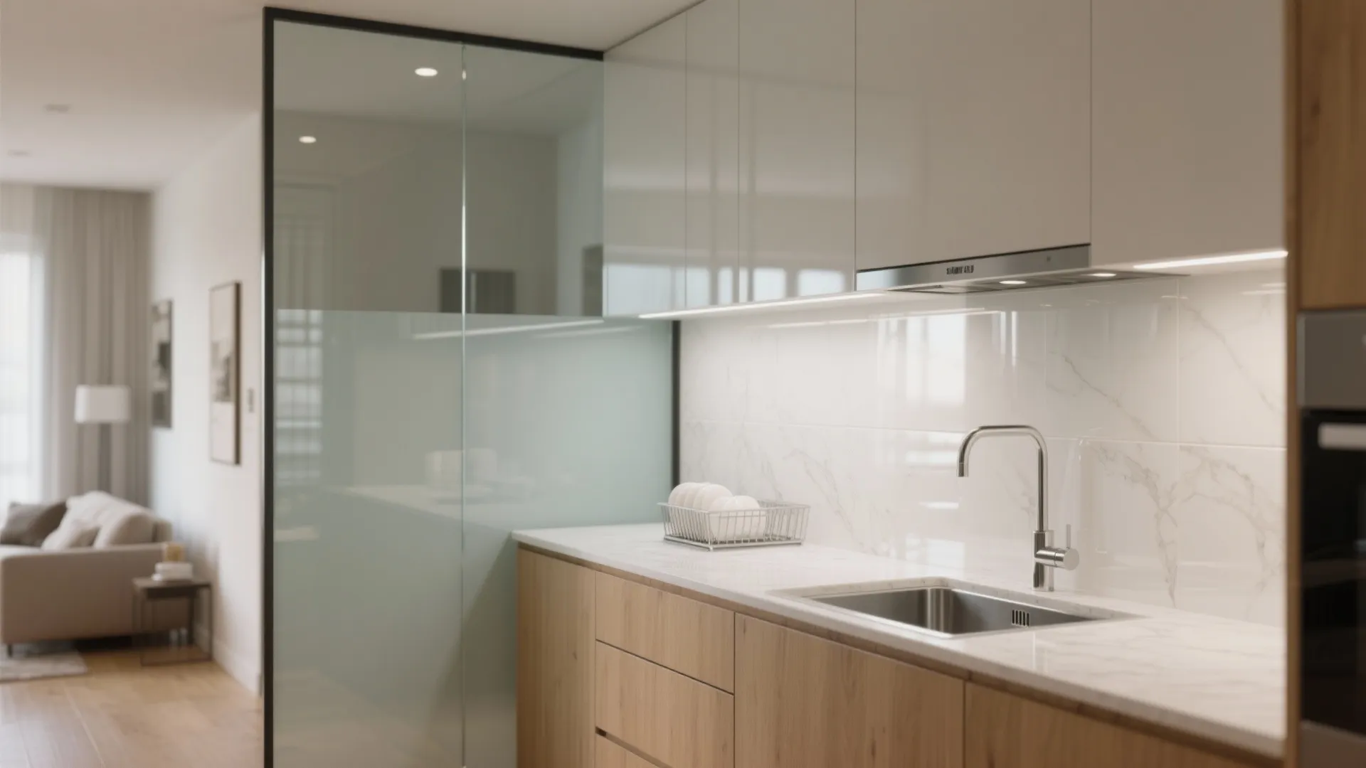 A Glass Backsplash (and Partial Glass Partition) for Breathing Room