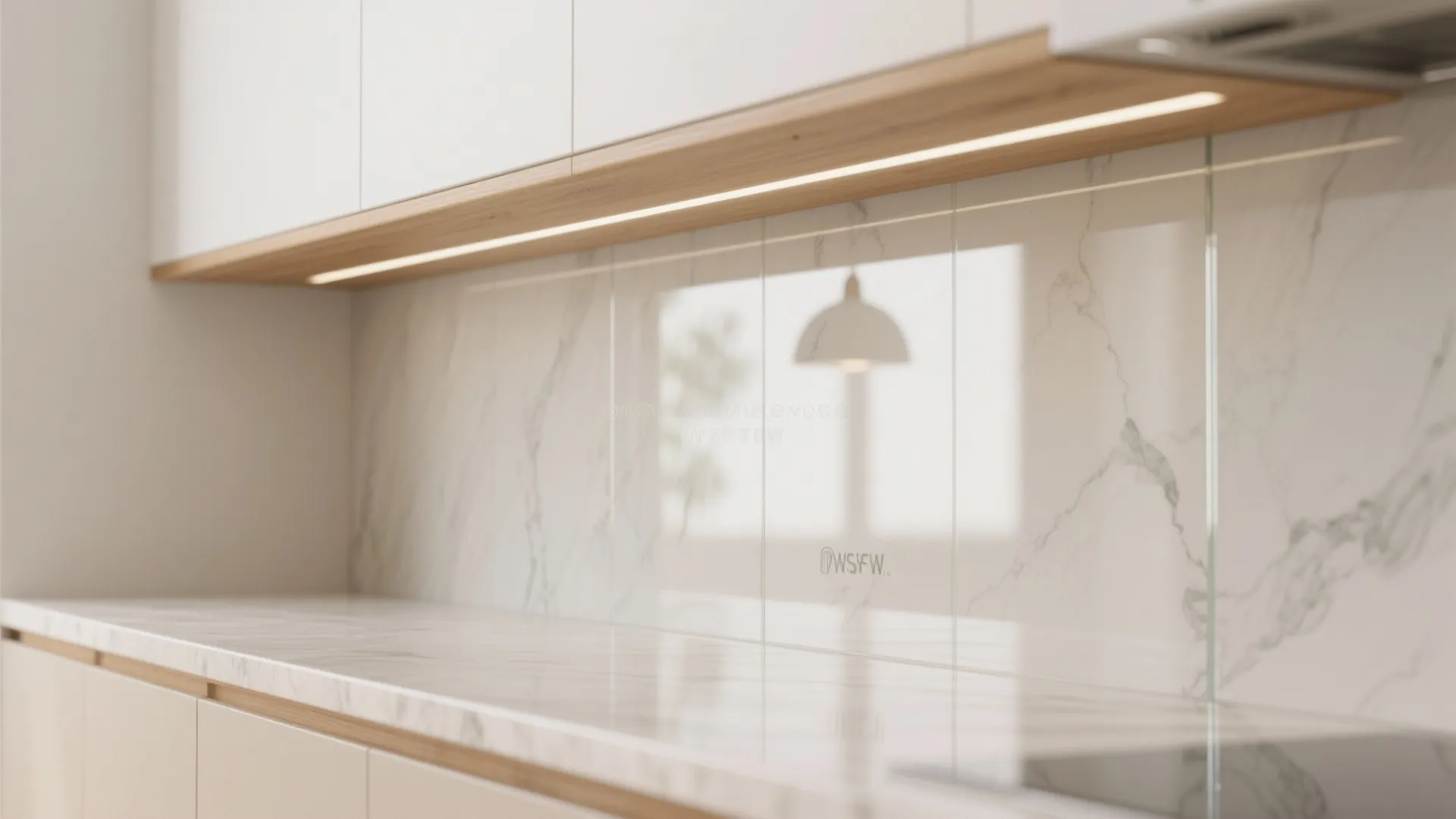 2) Glass backsplash and reflective layers for light