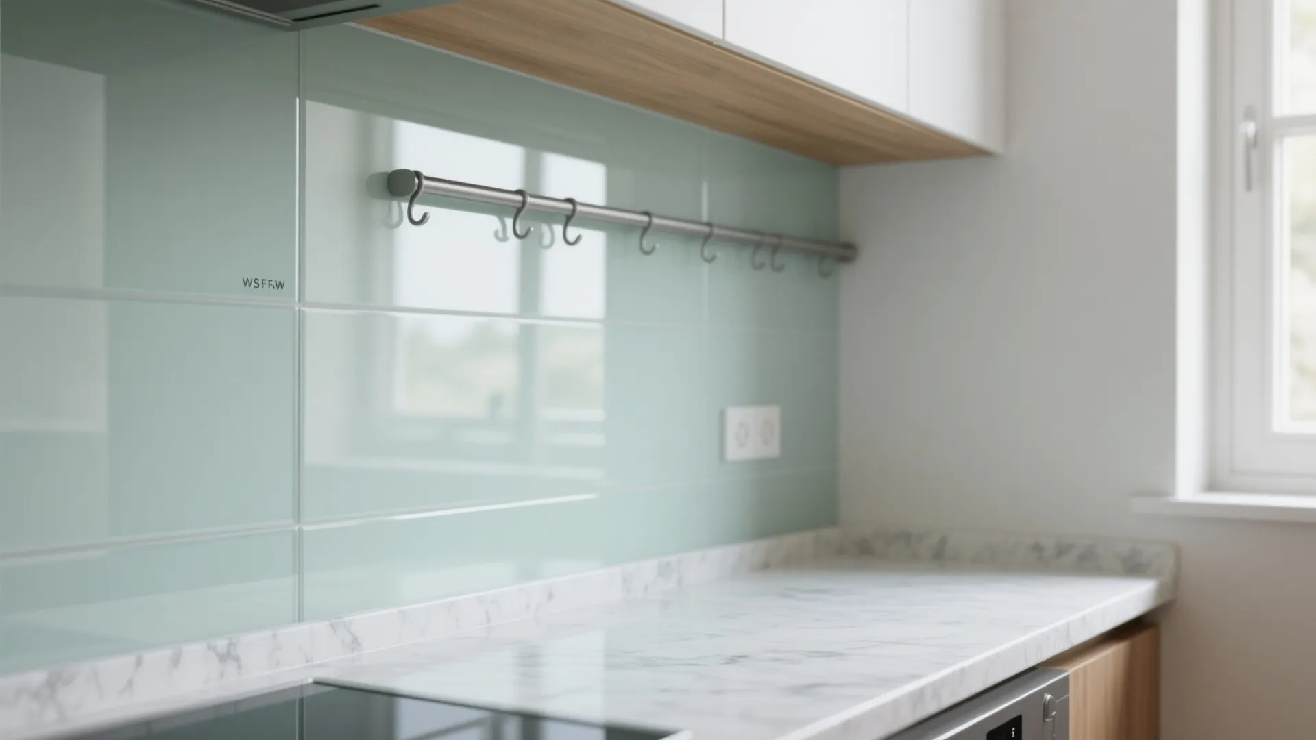 A glass backsplash and reflective accents for more light
