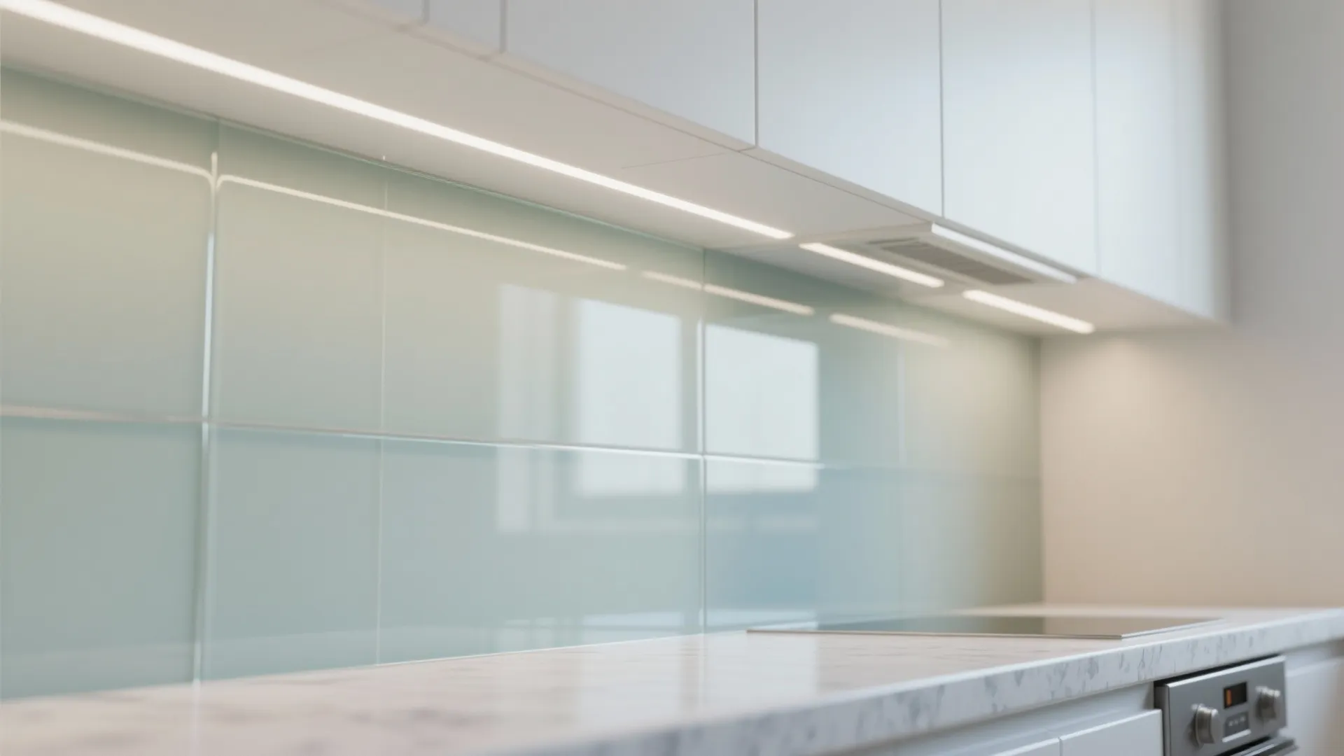 The airy transparency of a glass backsplash