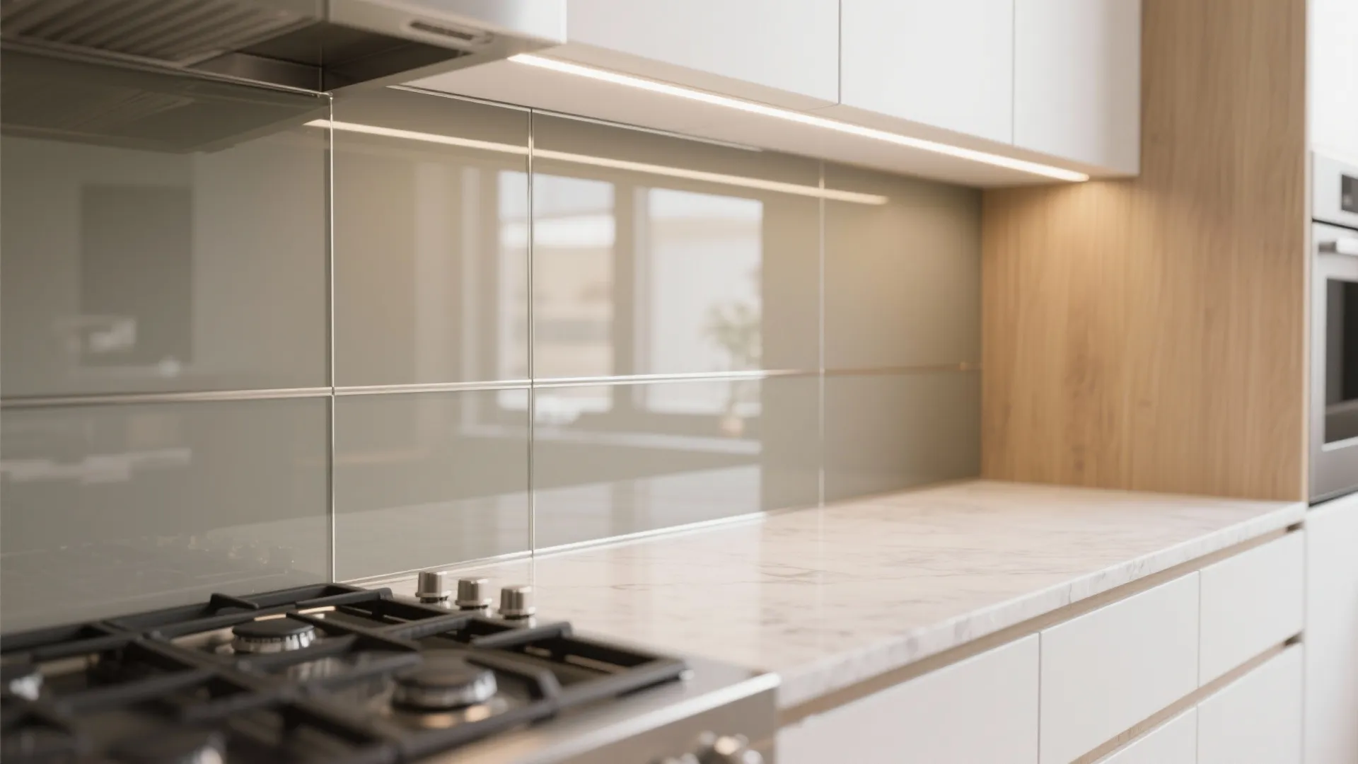 The airy honesty of a glass backsplash