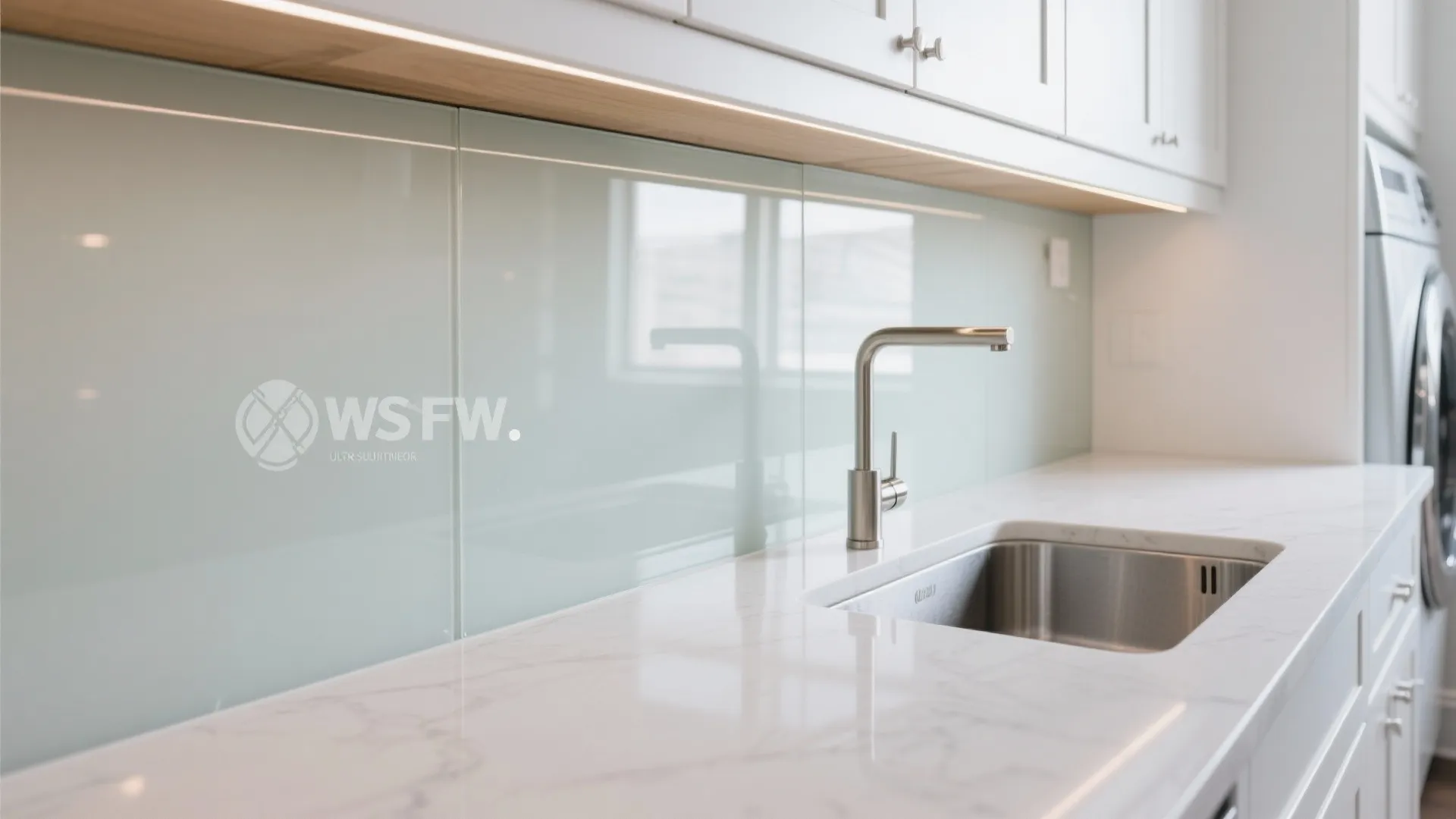 Idea 3: Glass Backsplash and Light-Multiplying Surfaces