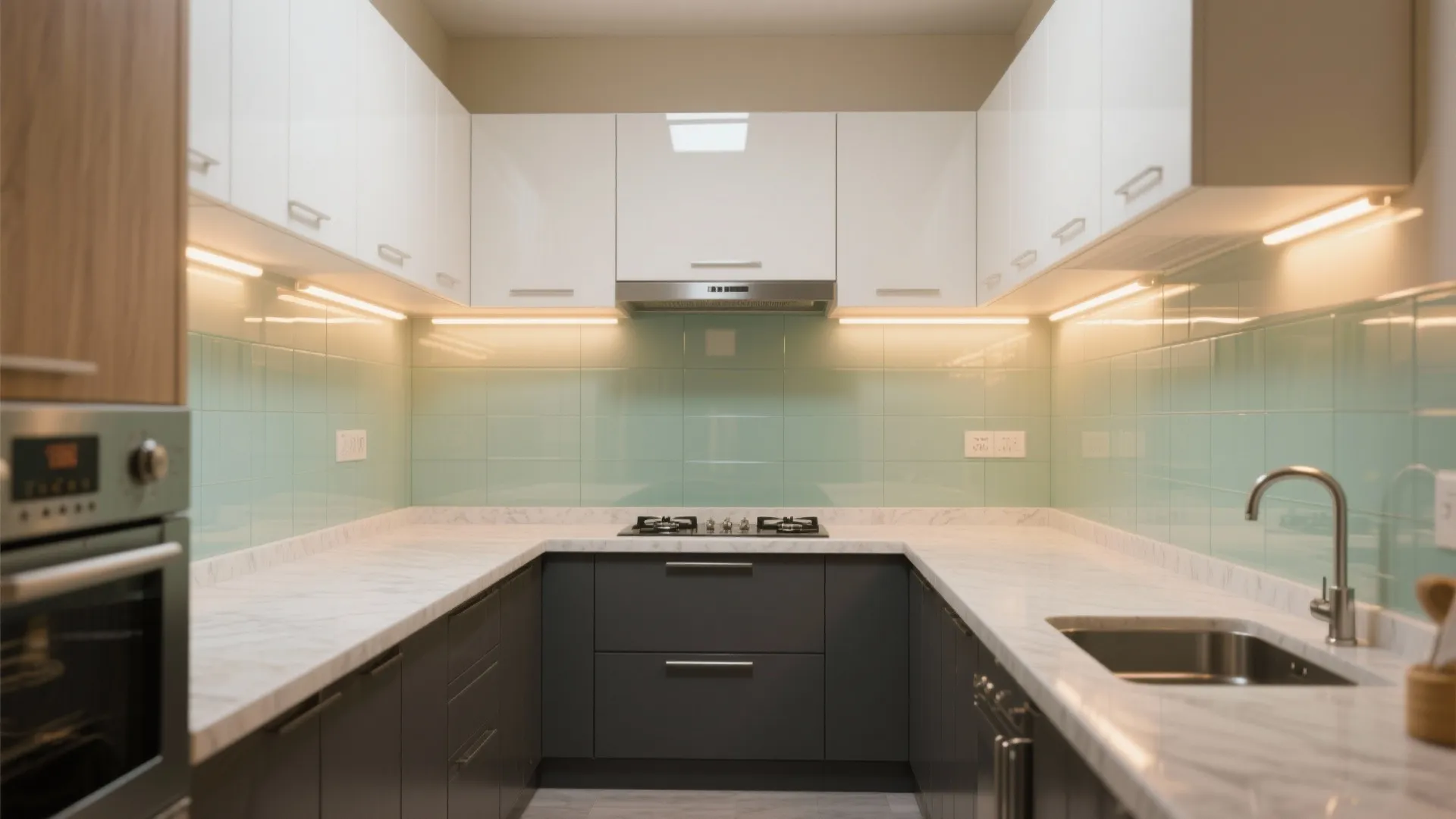 The airier kitchen: glass backsplash and light-reflective finishes
