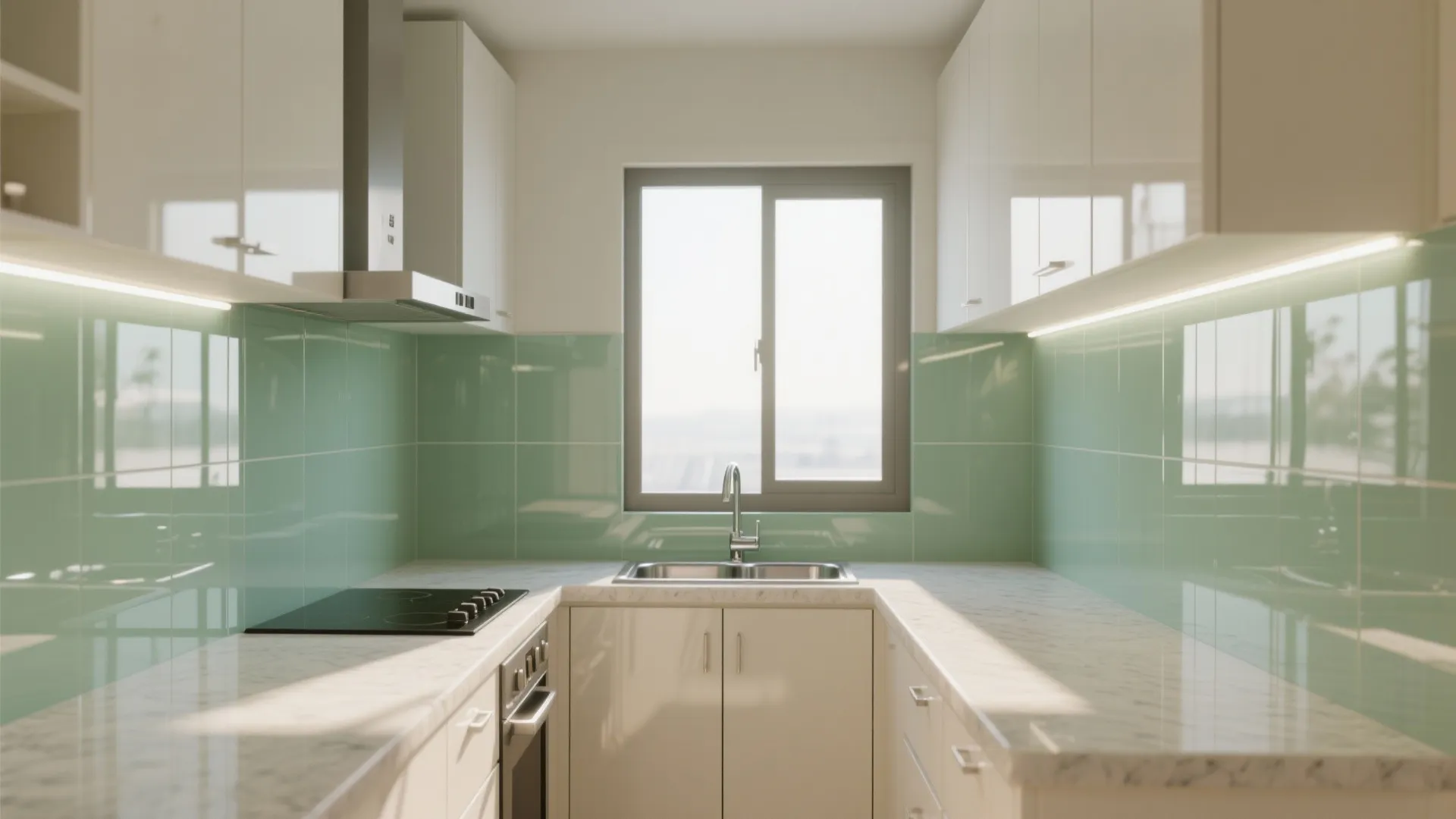 Breezy brightness with a glass kitchen backsplash