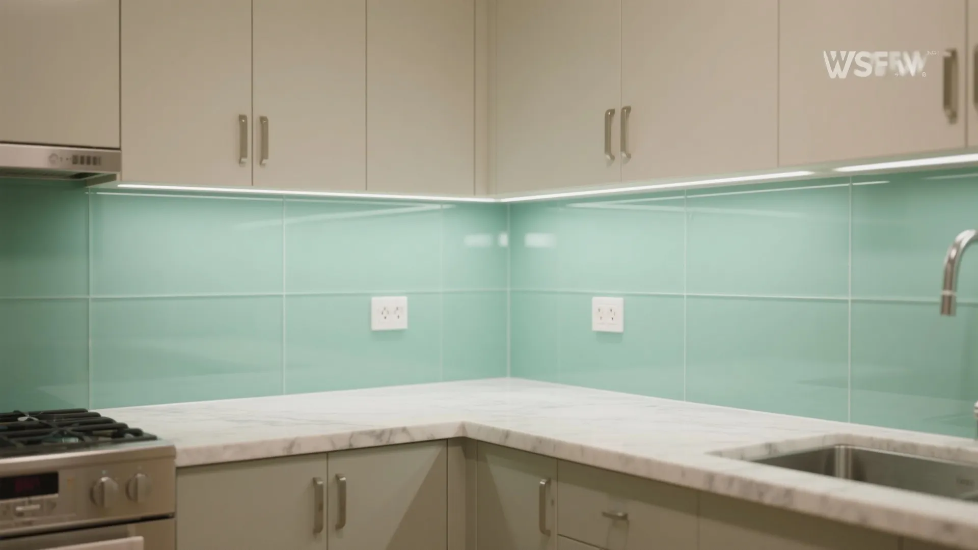Glass Backsplash and Light-Reflecting Surfaces