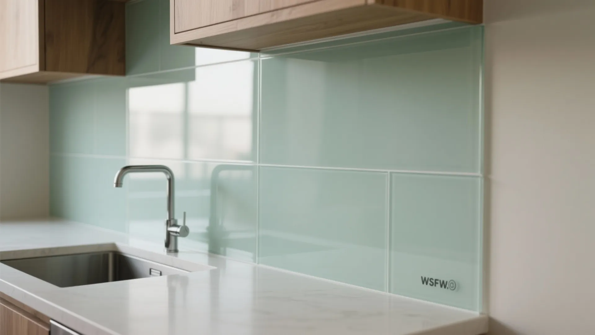 Glass backsplash for brighter, cleaner cooking