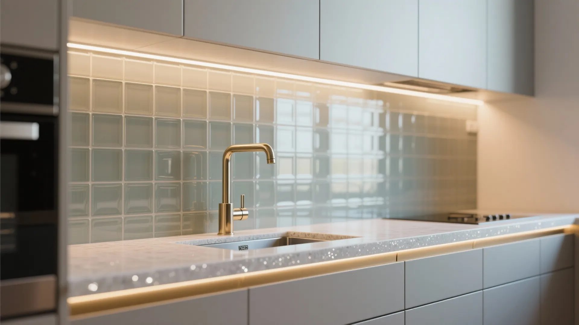 Glass Backsplash and Light-Bouncing Finishes