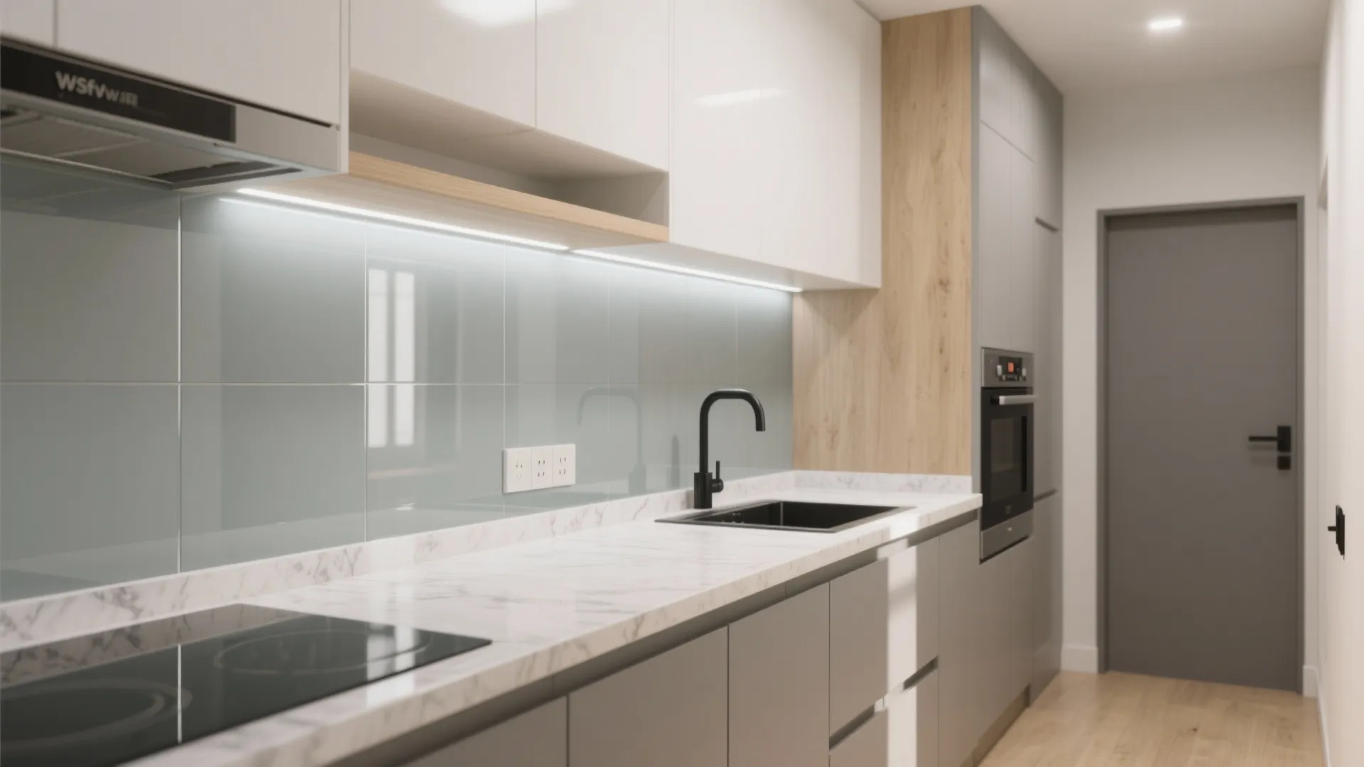 The lightness of a glass backsplash