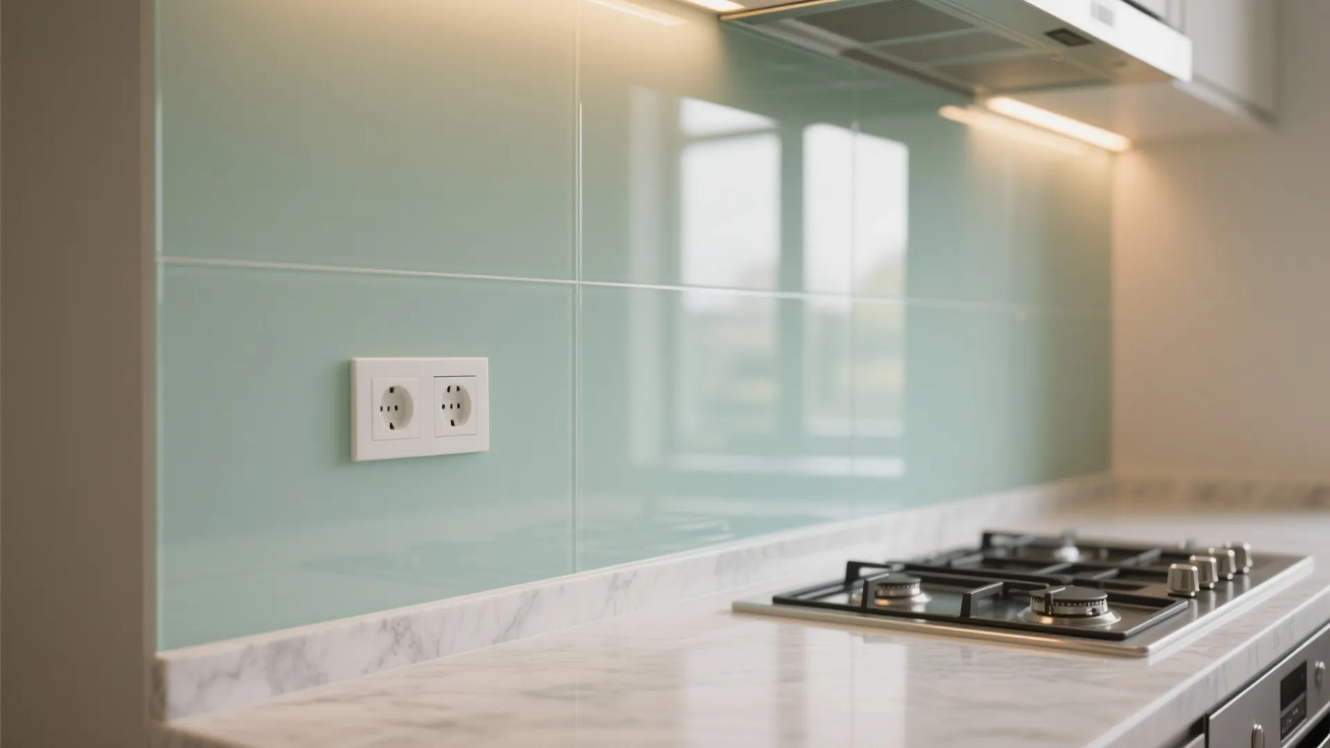 3) Glass backsplash for an airy feel