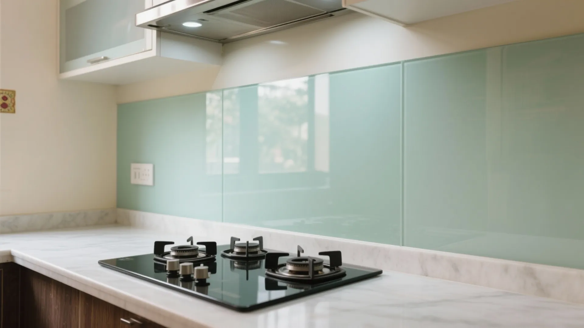Glass Backsplash and High-Reflectance Surfaces to Amplify Light