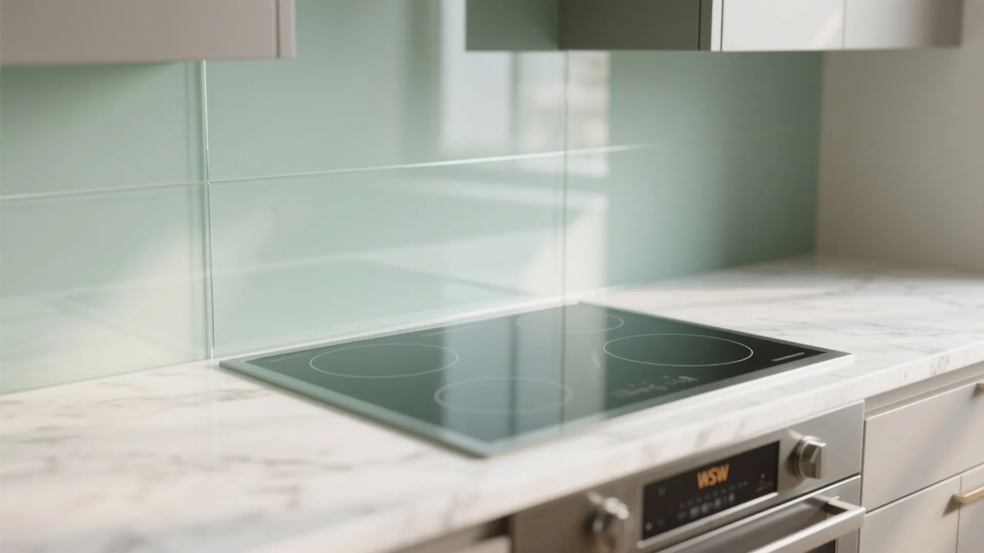 The airy glow of a glass backsplash