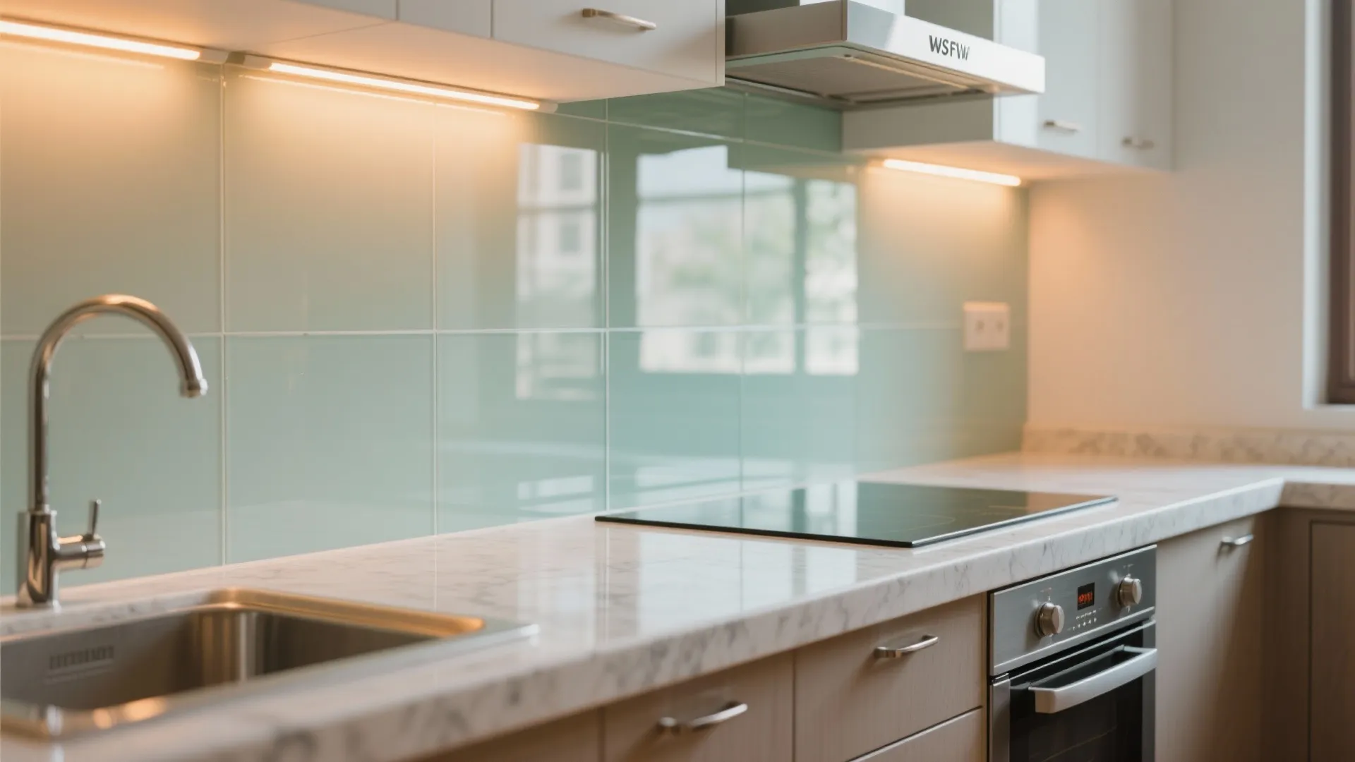 2) Glass, mirrors, and light-bounce in the kitchen