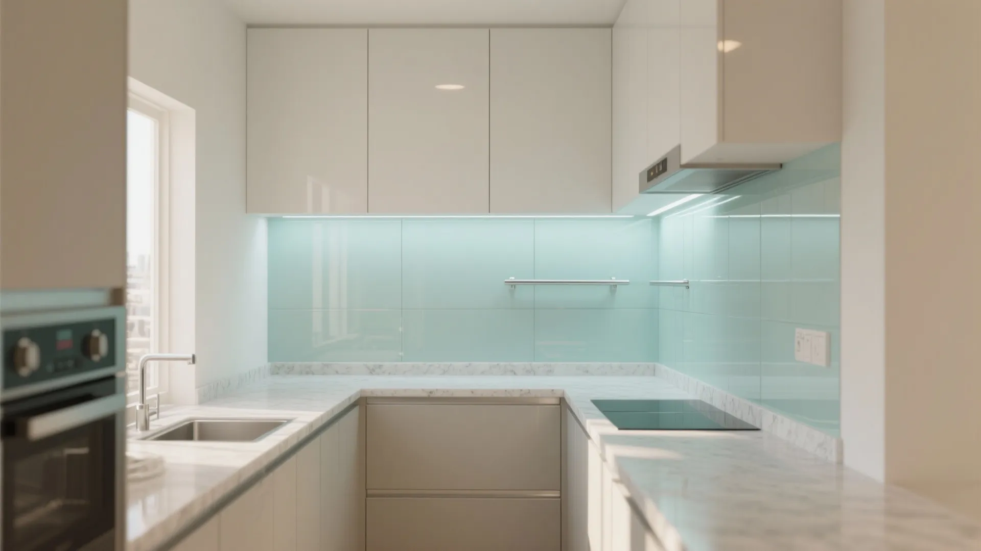 Glass Backsplash and Reflective Surfaces for Light